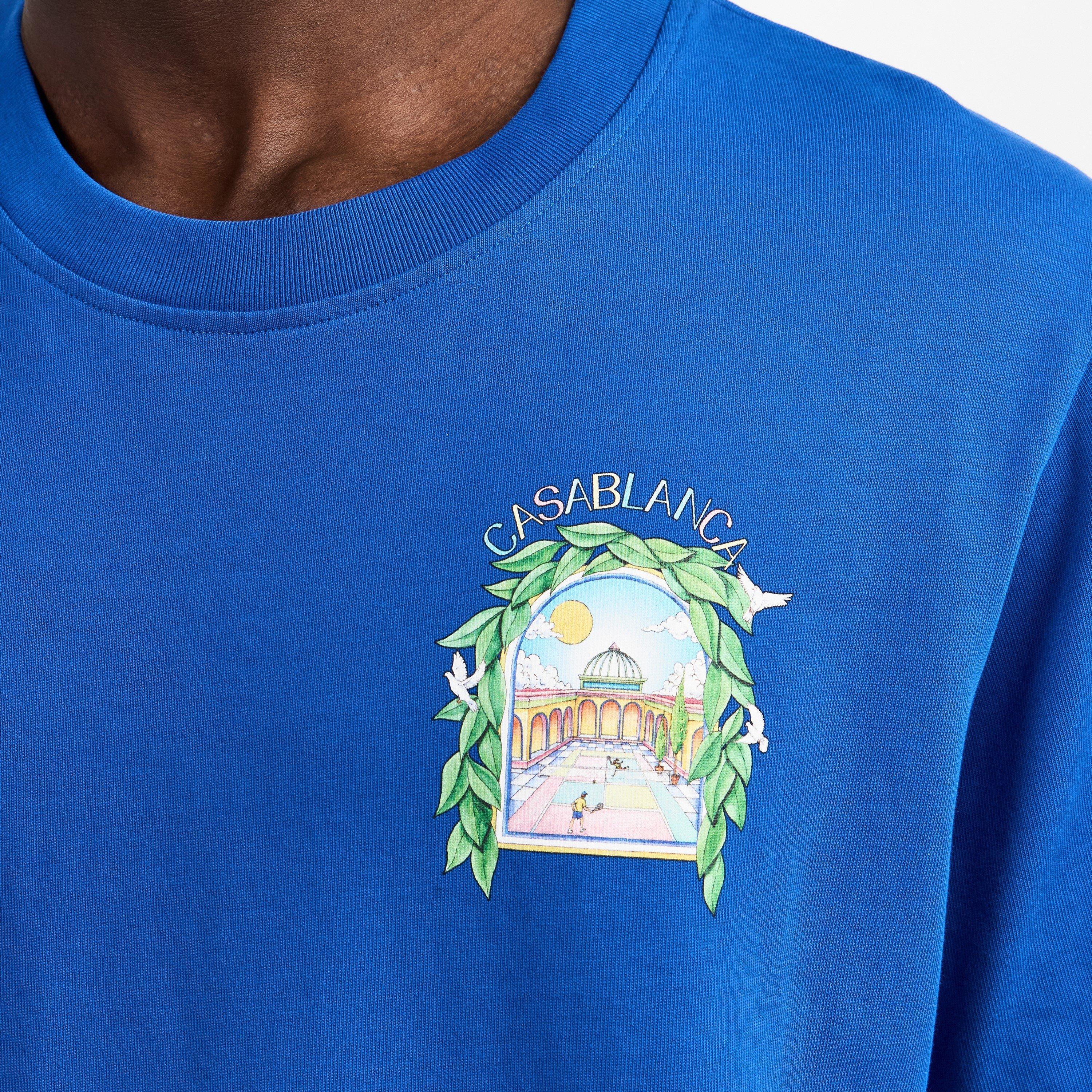 Cobalt Blue - Casablanca - Men's Graphic Cotton L'Arche Tennis Club T-Shirt - 5