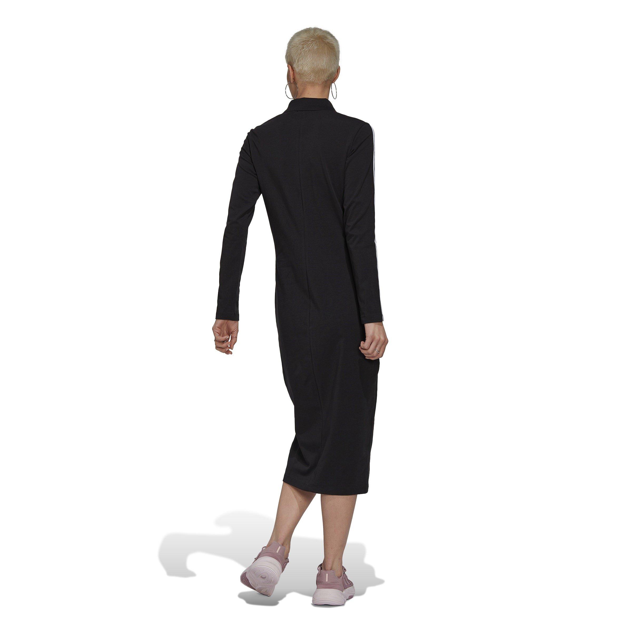 Preto - adidas Originals - Logo Embroidered Midi Cardigan Dress Womens - 3