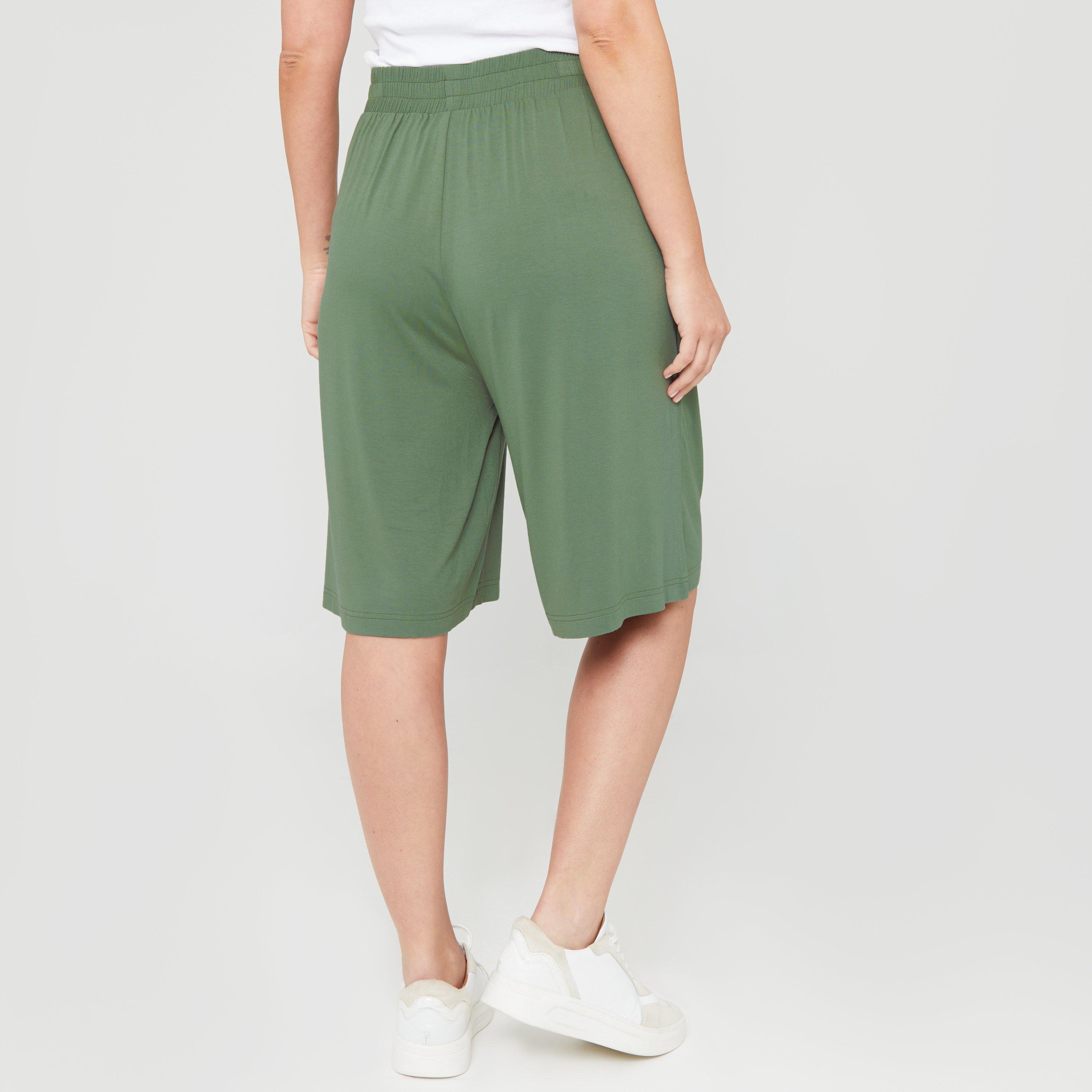 Khaki - Be You - Women's BeYou Knee-Length Fleece Jogger Shorts - 2