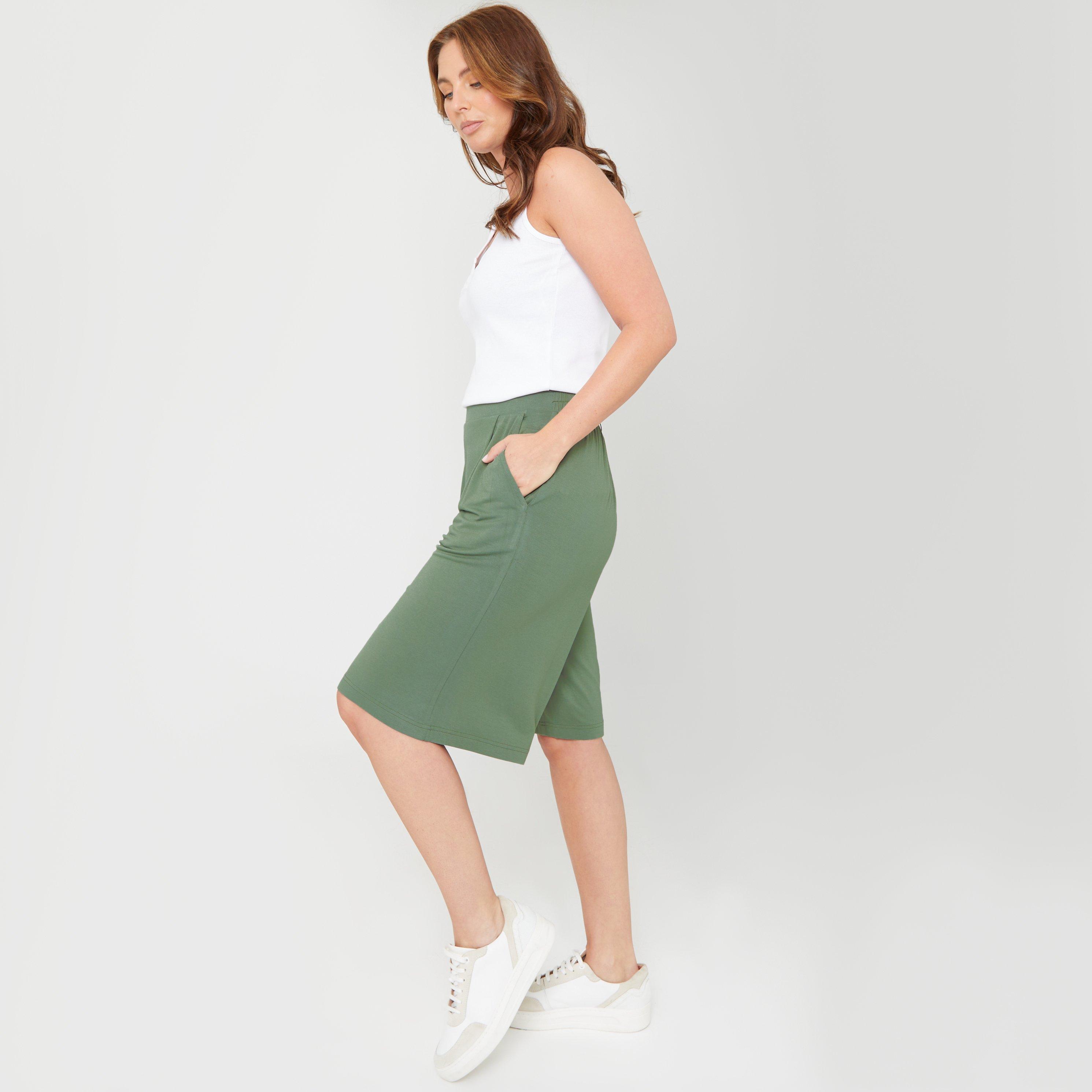 Khaki - Be You - Women's BeYou Knee-Length Fleece Jogger Shorts - 4