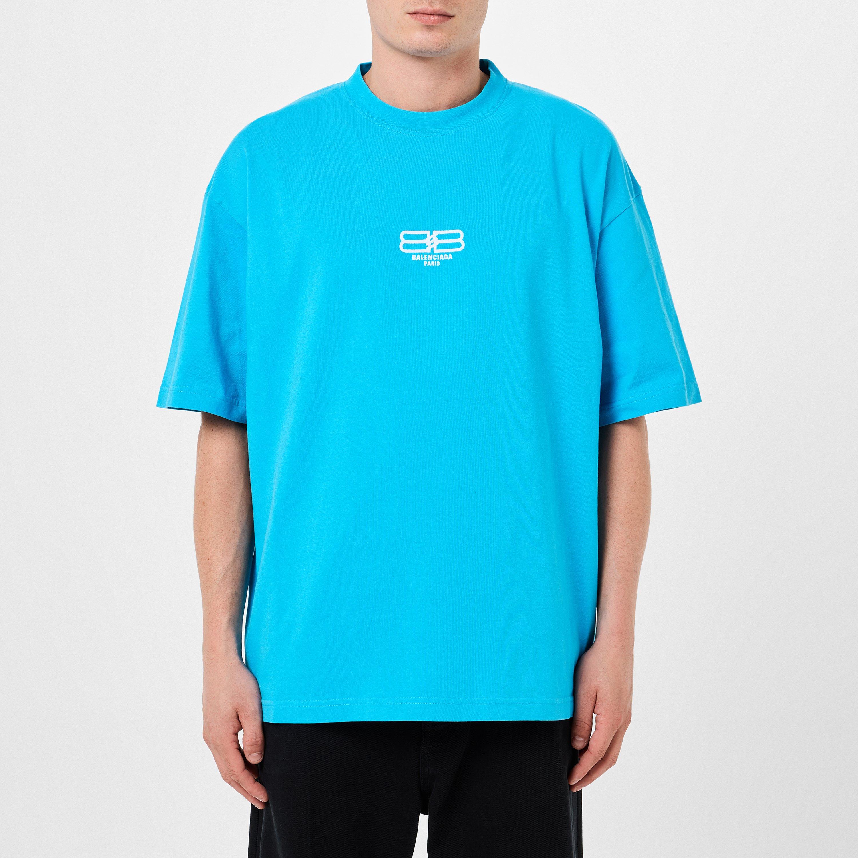 Azure/White - Balenciaga - Logo Medium T-Shirt - 1
