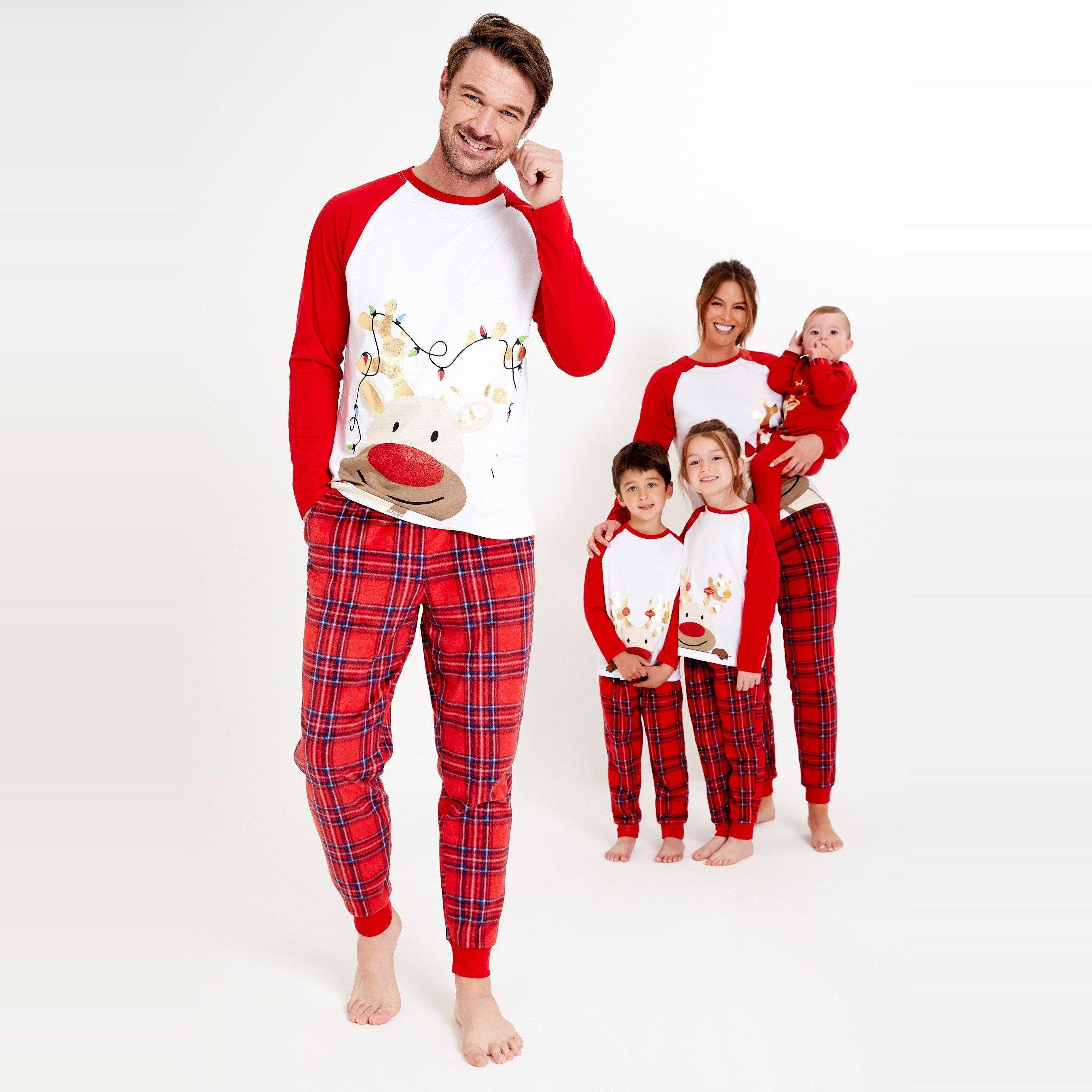 ROJO/BLANCO - Studio - Mens Family Reindeer Pyjama - 1
