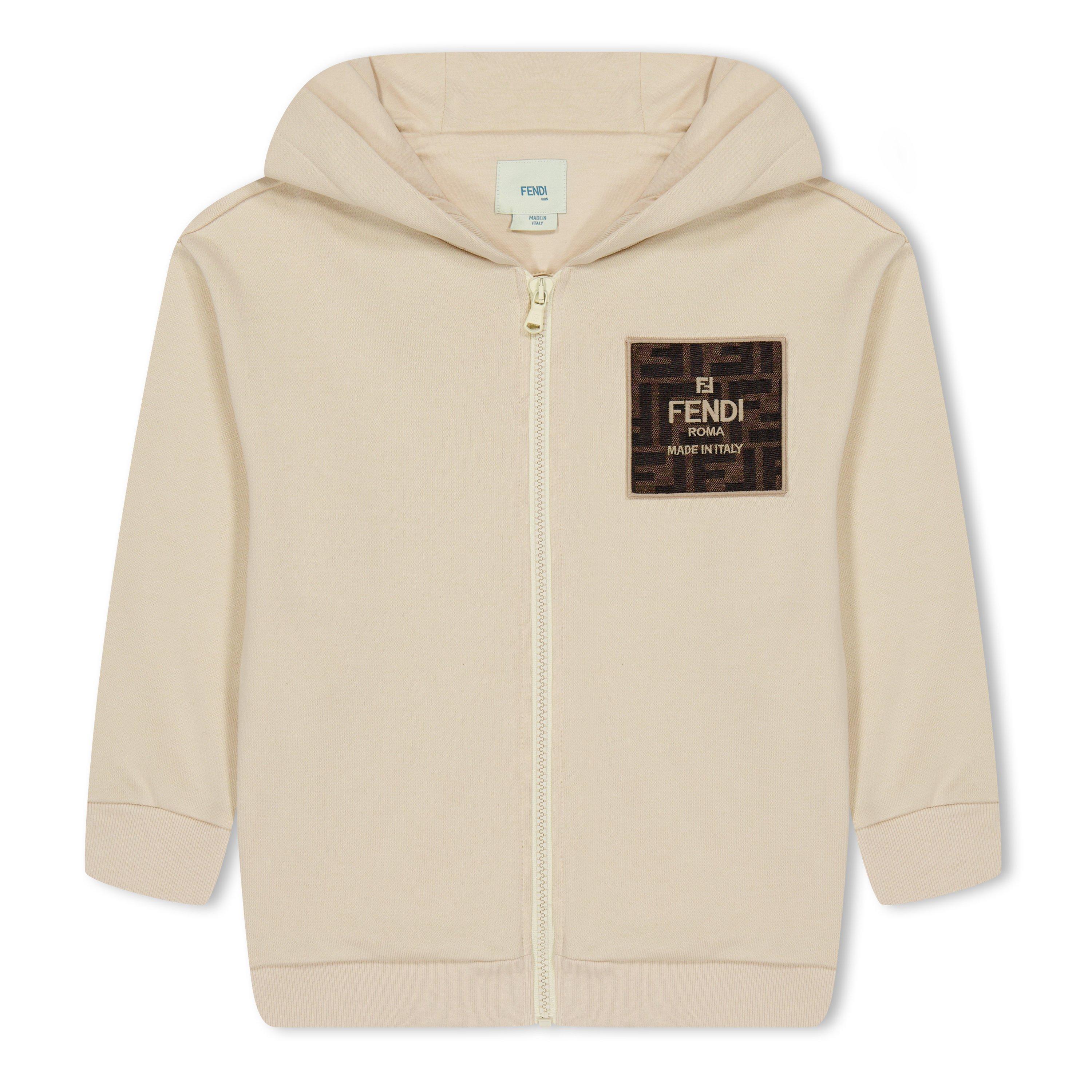 Q太郎 FENDI ベージュ ロゴ パーカー Fendi Logo Zip Hoodie Juniors | Flannels