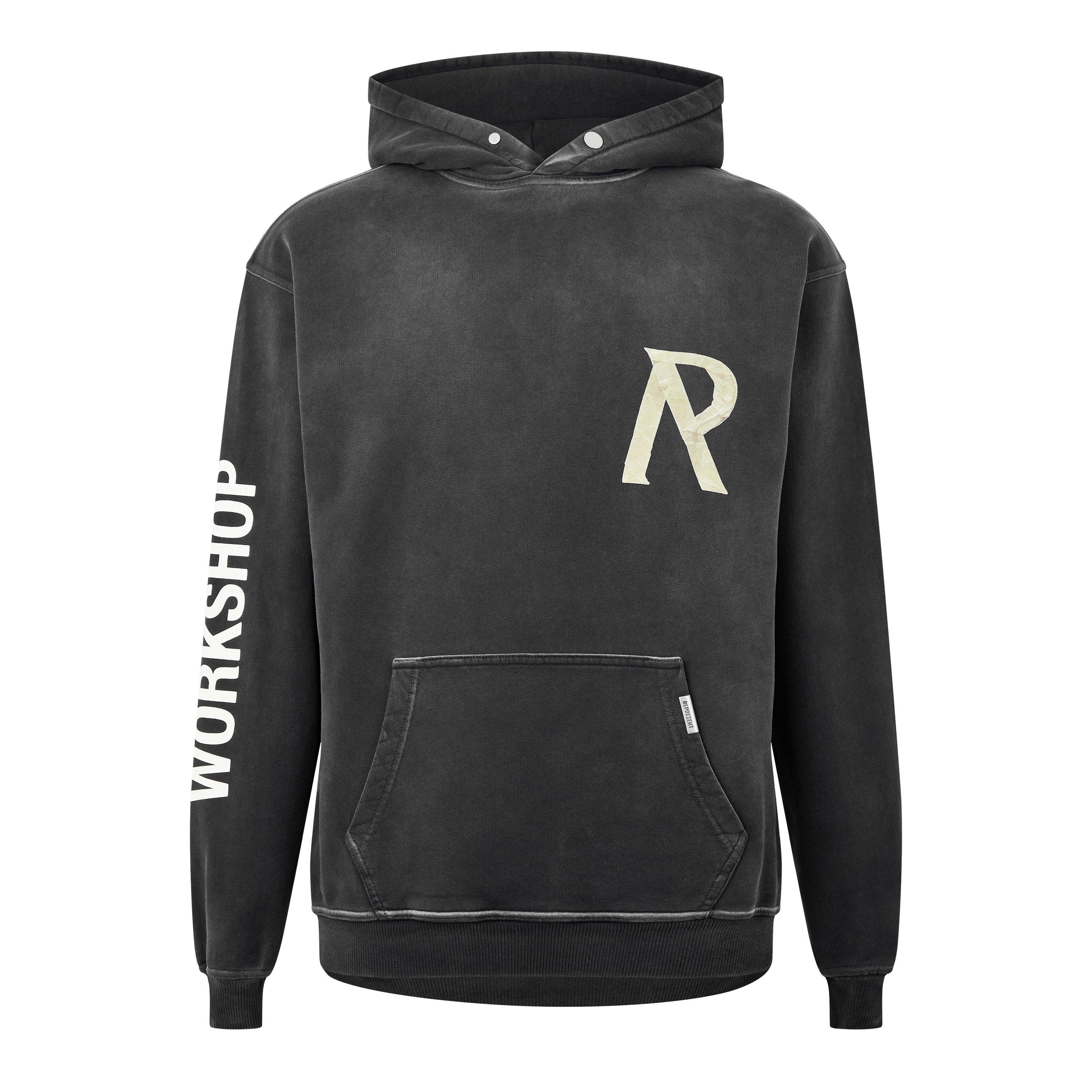 Stained Black - Represent - Men's Masking Tape Initial Hoodie, Softness and Comfort - 5