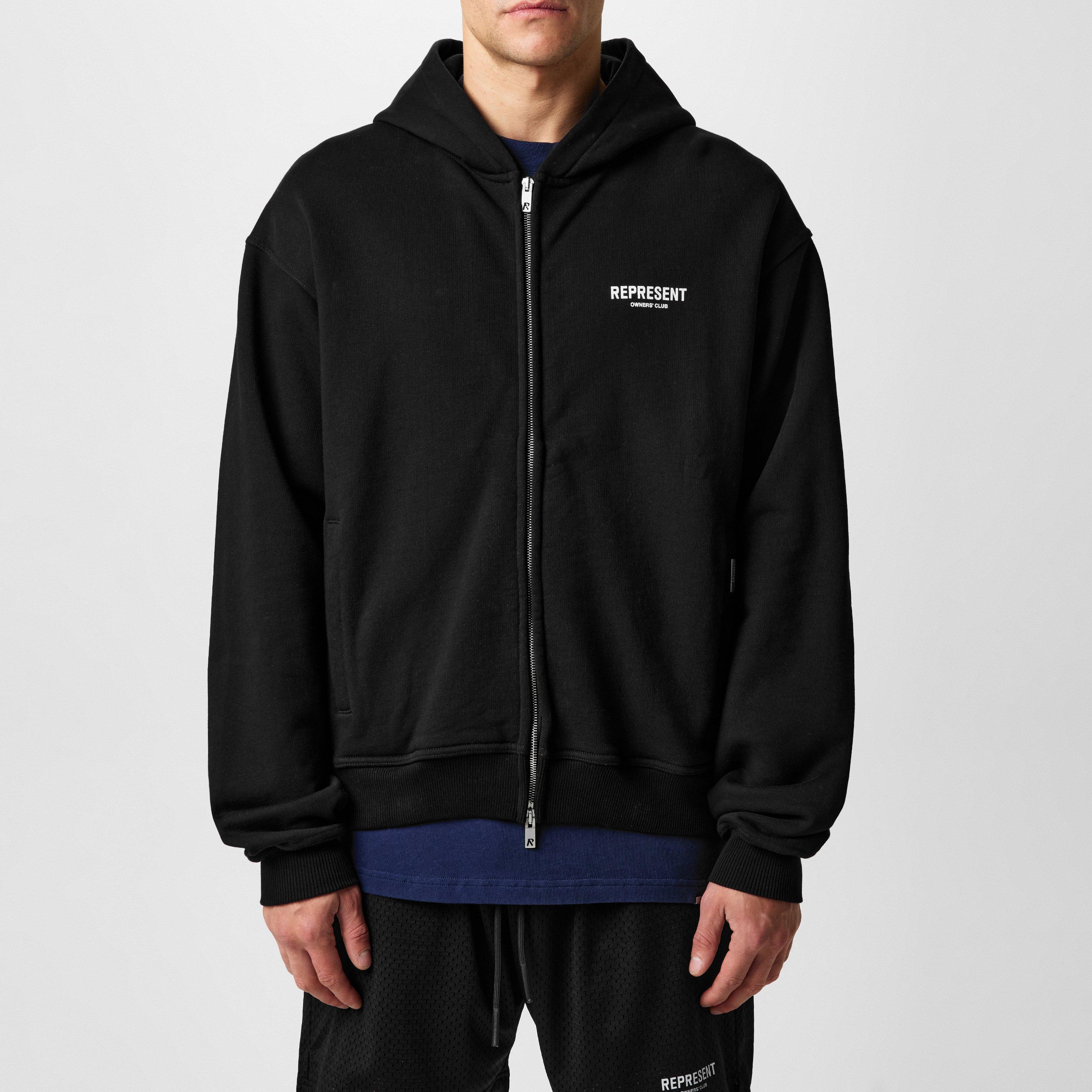Black - Represent - Men's Rep Owners Club Zipped Hoodie, Bold Logo - 3