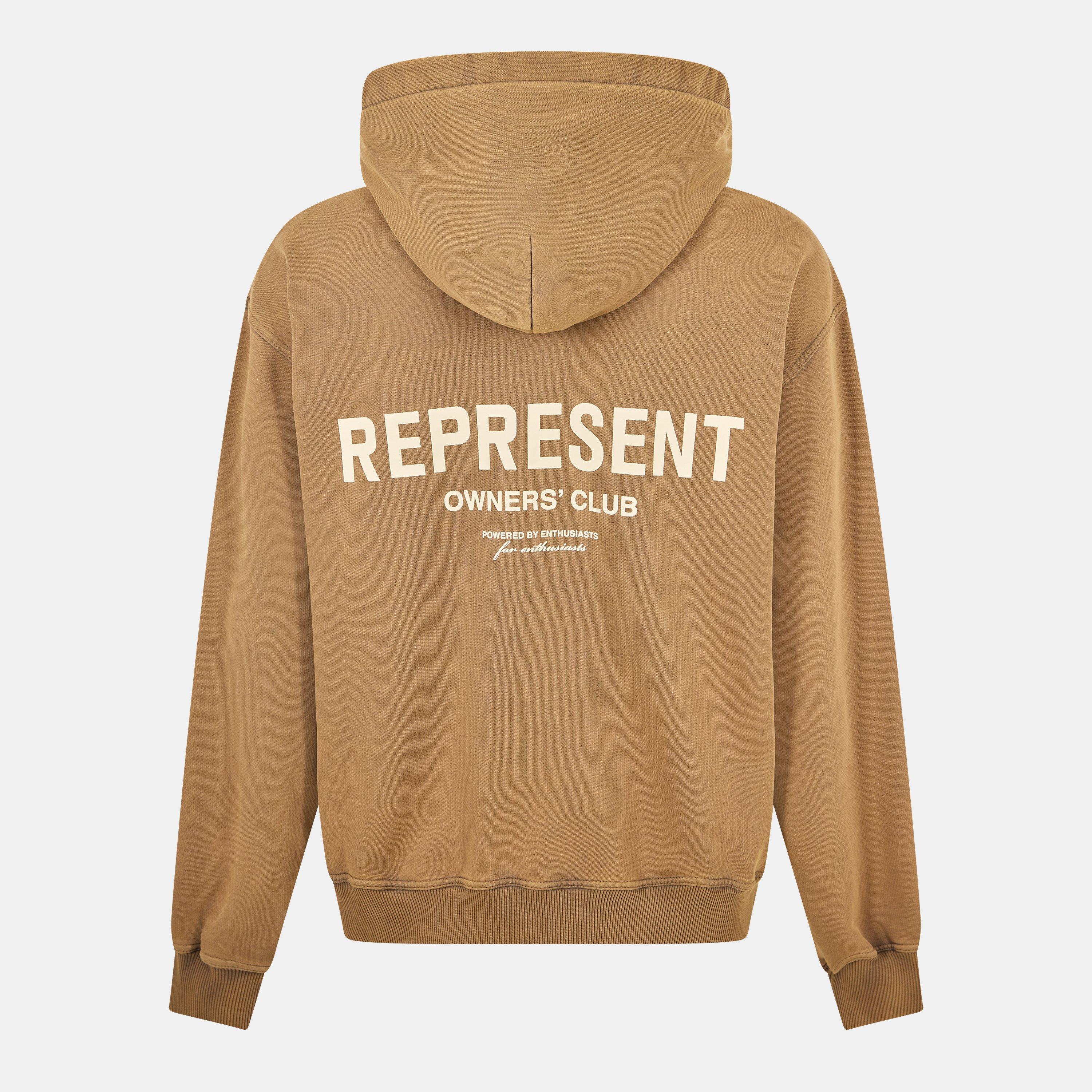 Almond - Represent - Men's Rep Owners Club Zipped Hoodie, Bold Logo - 2