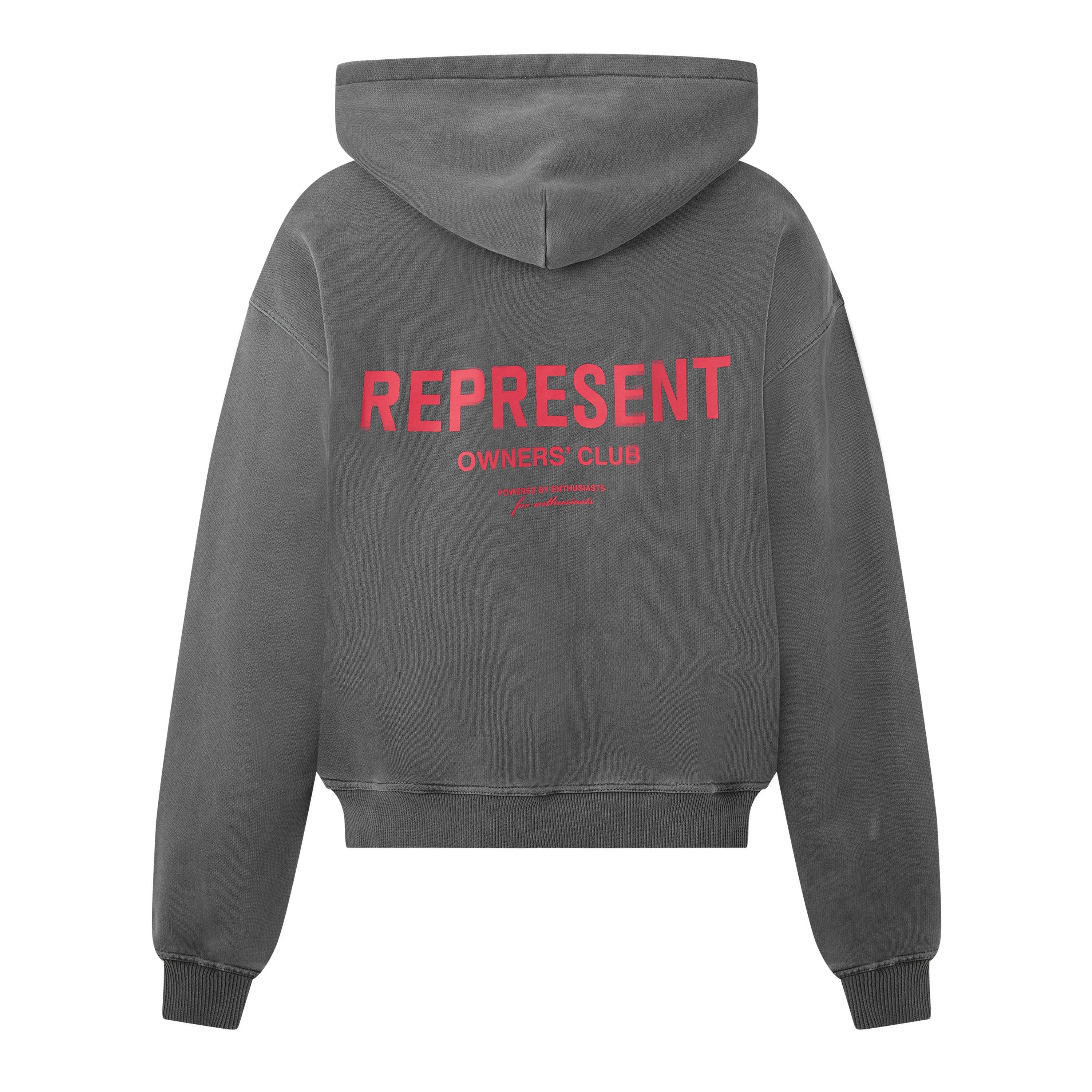 Washed Blck/Red - Represent - Men's Rep Owners Club Zipped Hoodie, Bold Logo - 2