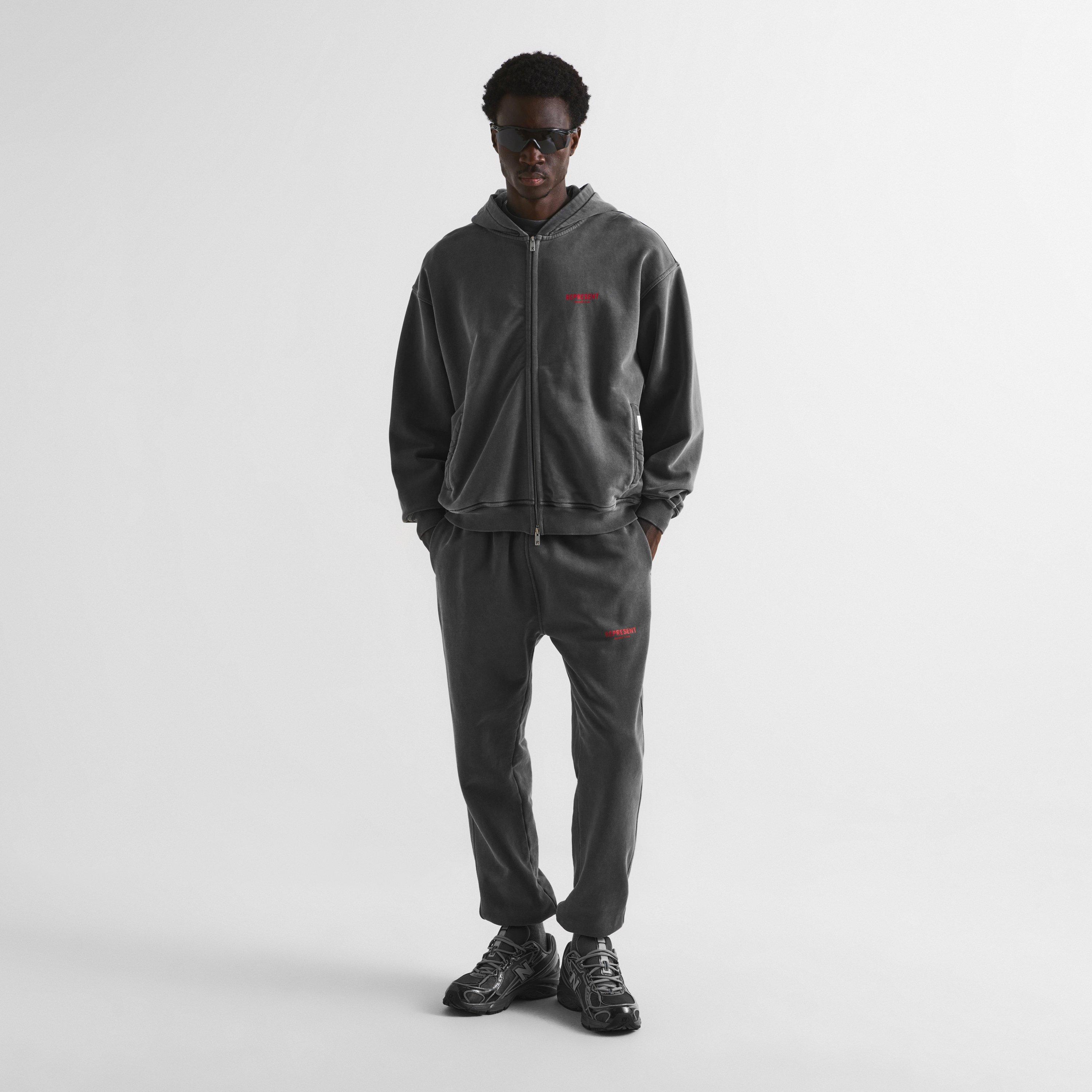 Washed Blck/Red - Represent - Men's Rep Owners Club Zipped Hoodie, Bold Logo - 6
