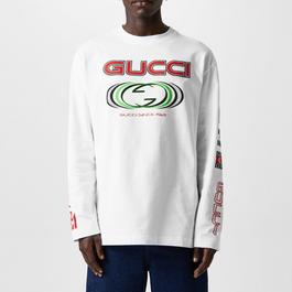 Gucci Logo Print Long Sleeve T Shirt