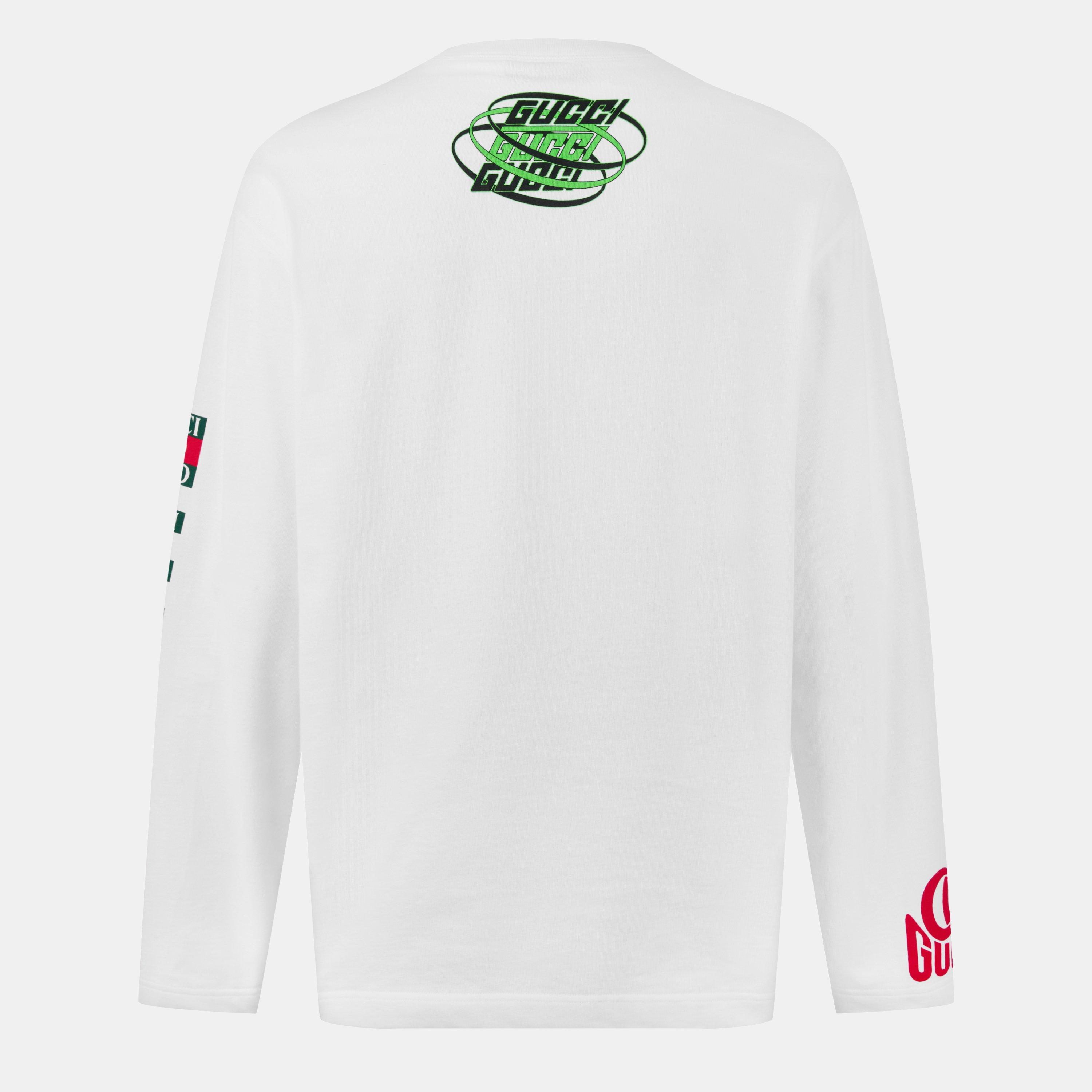 White - Gucci - Logo Print Long Sleeve T-Shirt - 2