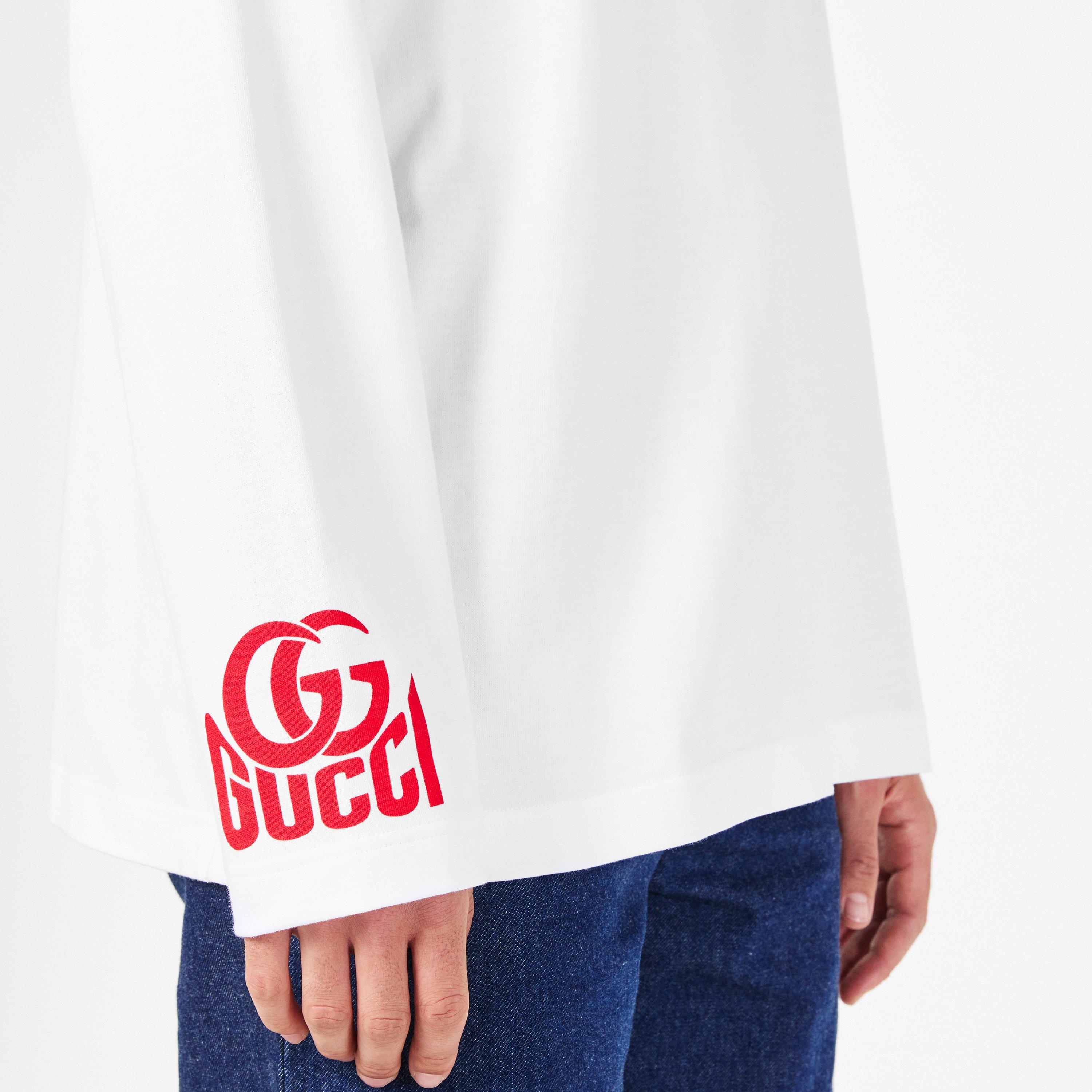 White - Gucci - Logo Print Long Sleeve T-Shirt - 5