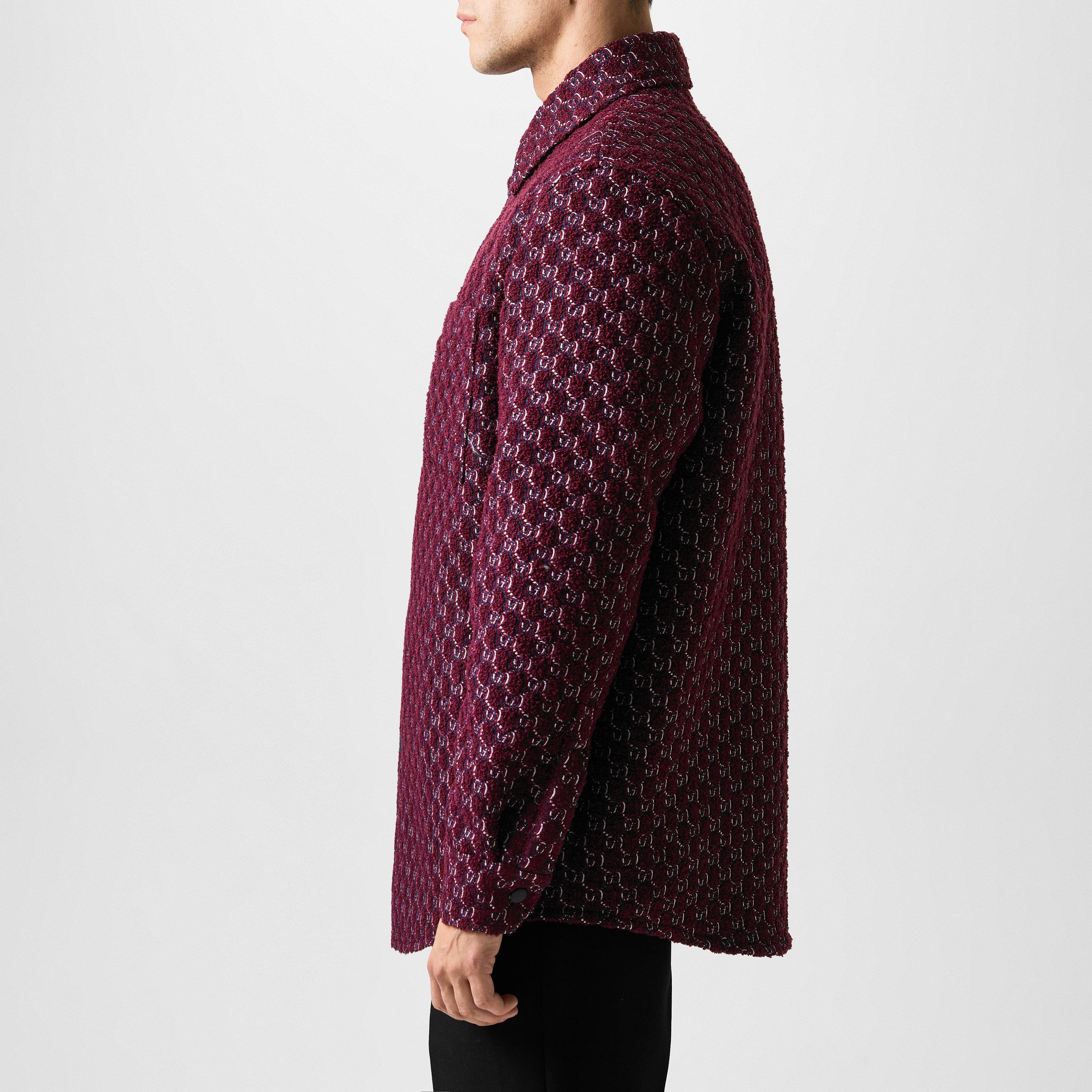 Burgundy - Gucci - Boucle Jacquard Shirt With GG Shadow - 2