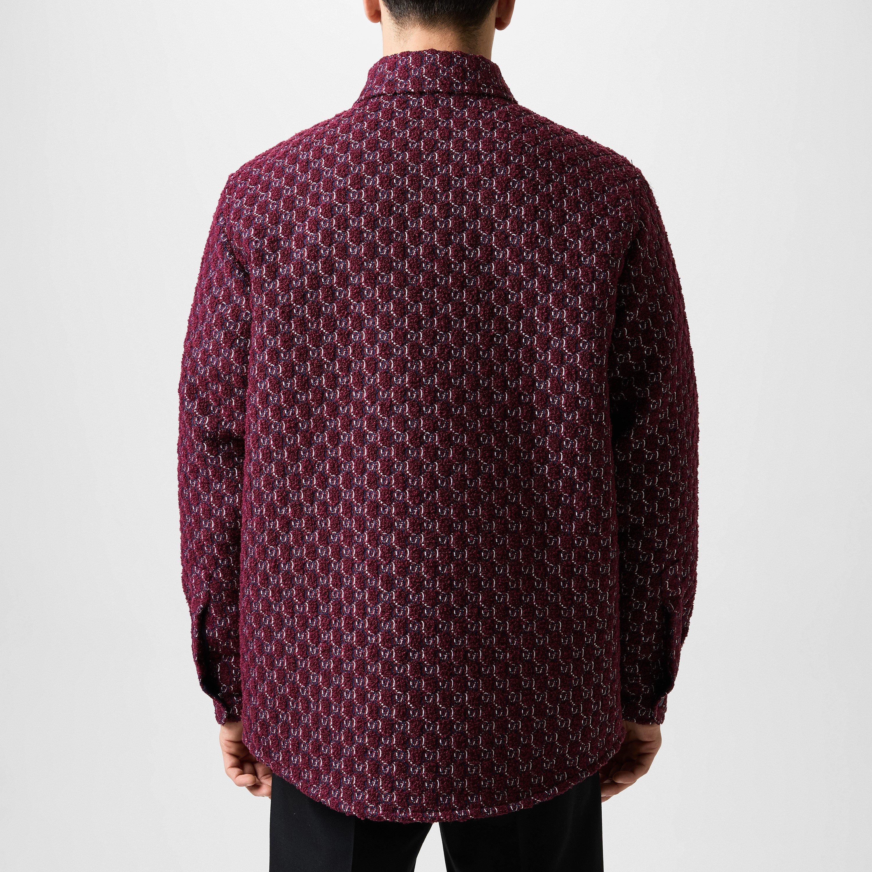 Burgundy - Gucci - Boucle Jacquard Shirt With GG Shadow - 3
