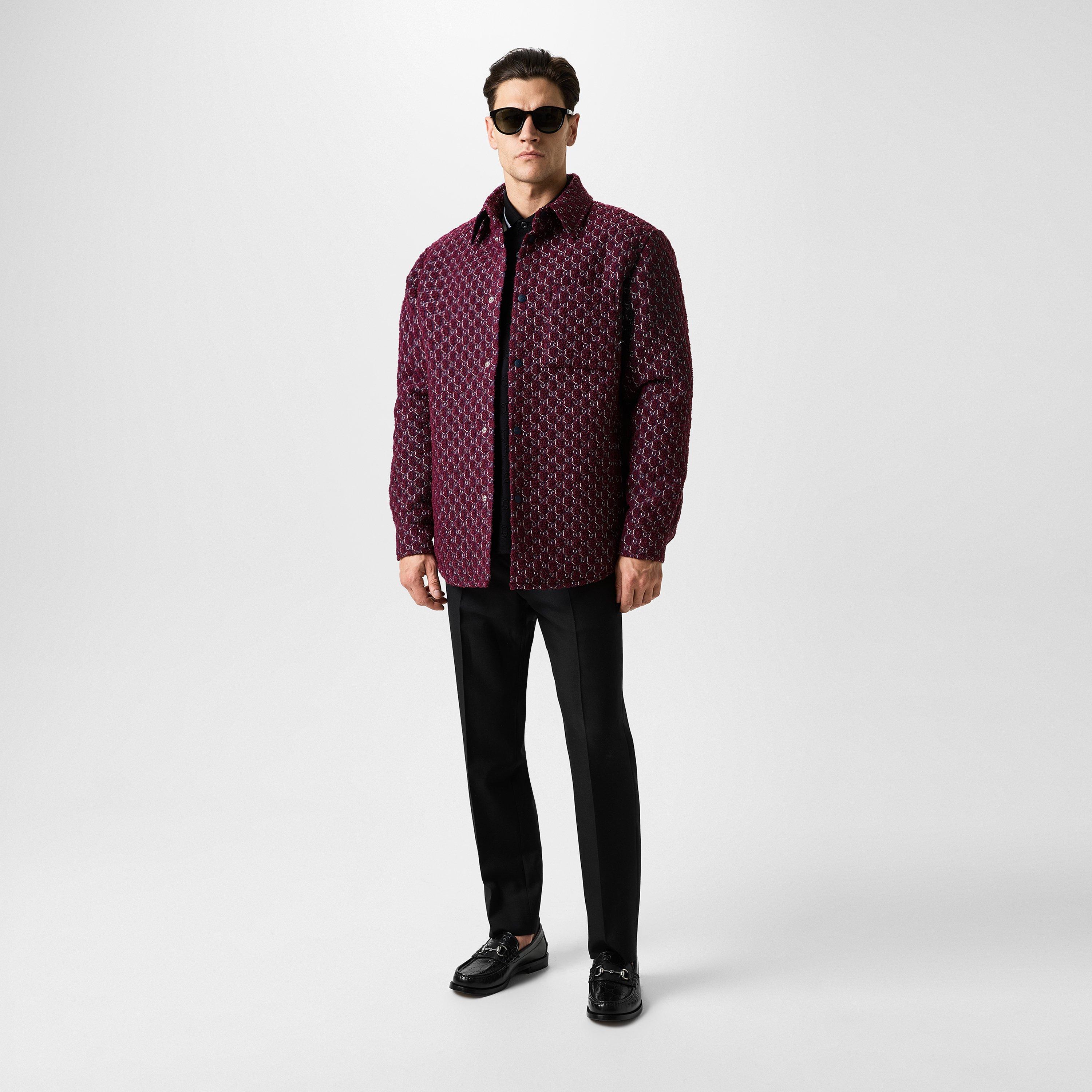 Burgundy - Gucci - Boucle Jacquard Shirt With GG Shadow - 4