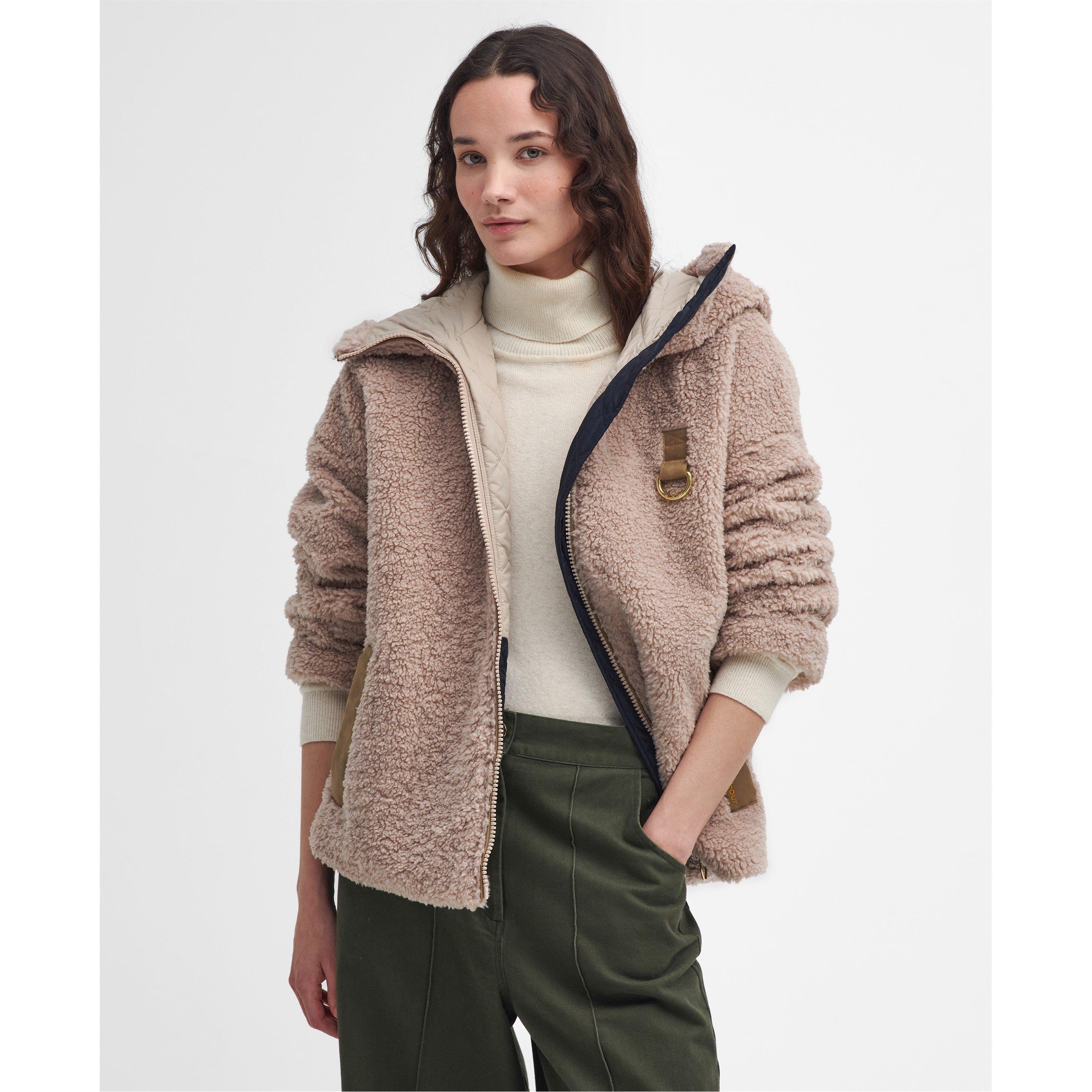 Natural/Sand/N - Barbour - Women's Amber Hooded Long Sleeve Full Zip Teddy Coat - 1