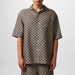 Gucci Gg Linen Blend Canvas Shirt