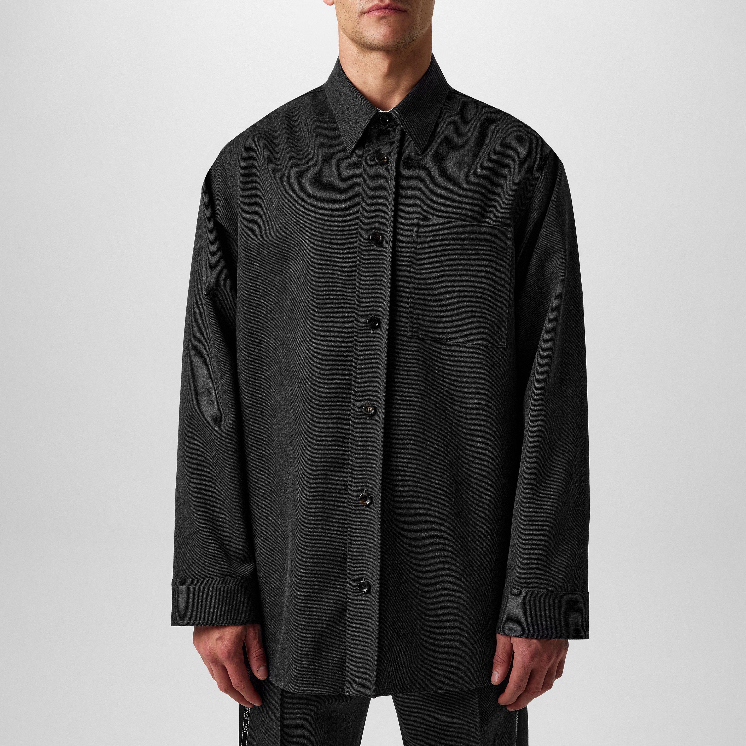 Dark Grey - Gucci - Wool Shirt With Embroidery - 3