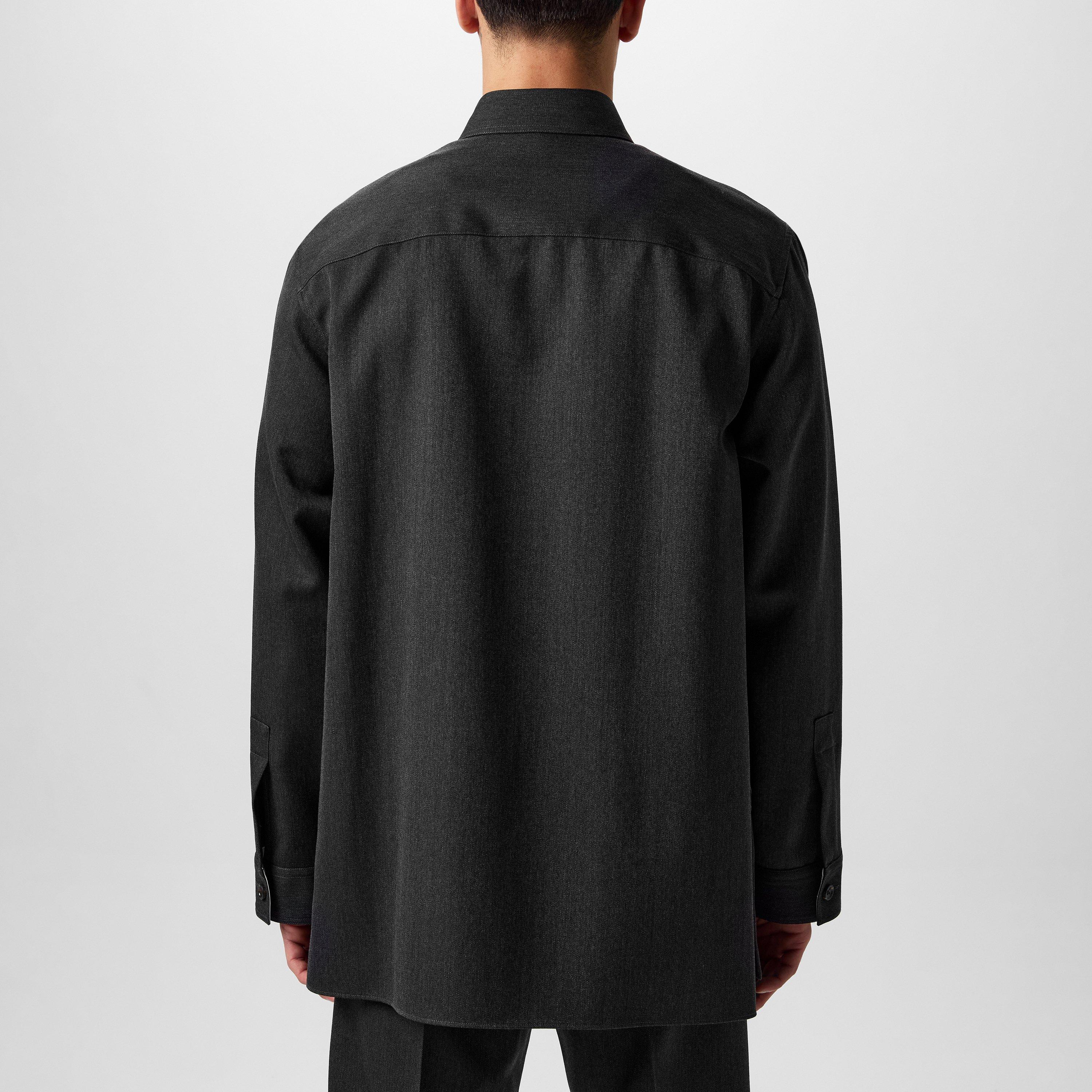 Dark Grey - Gucci - Wool Shirt With Embroidery - 4