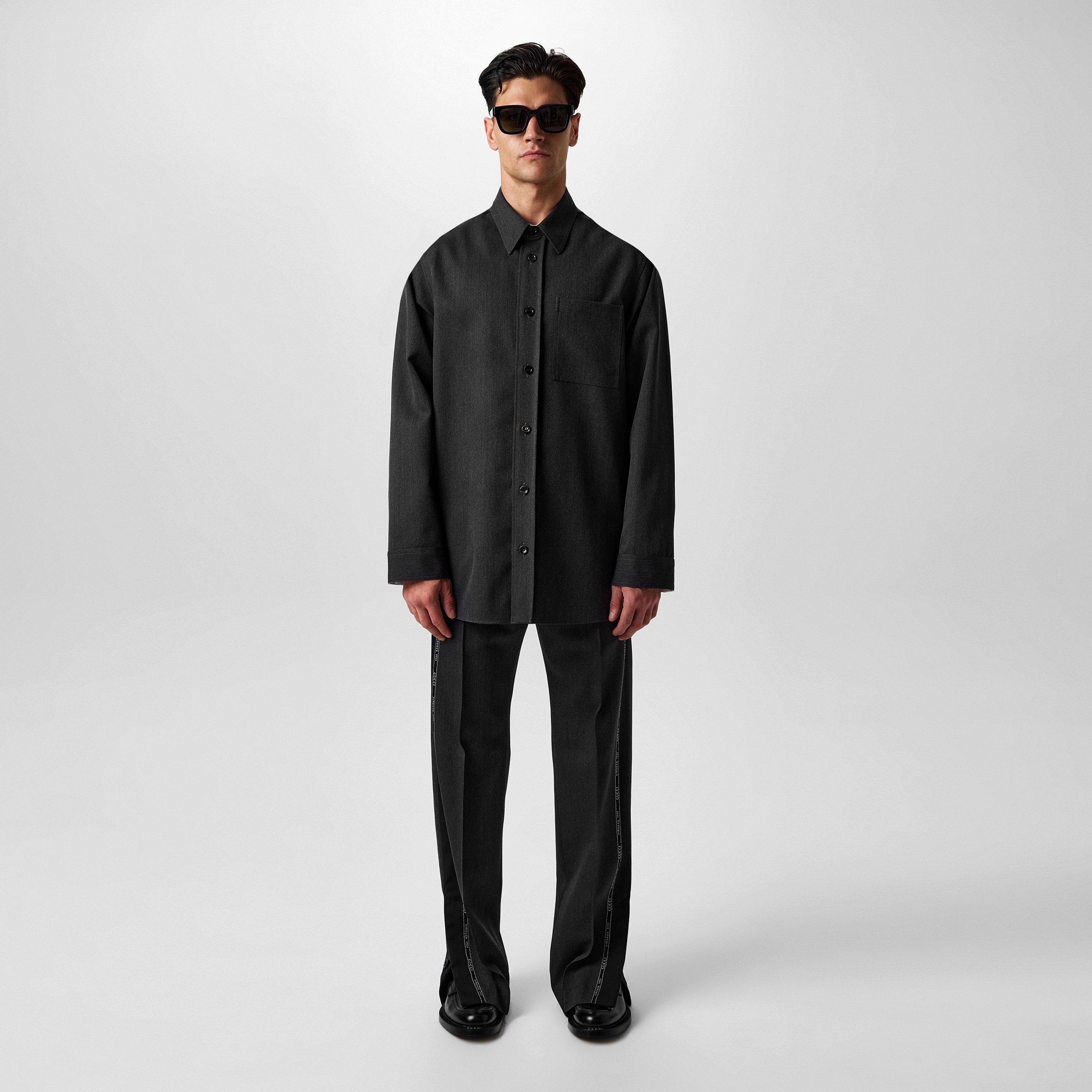 Dark Grey - Gucci - Wool Shirt With Embroidery - 6