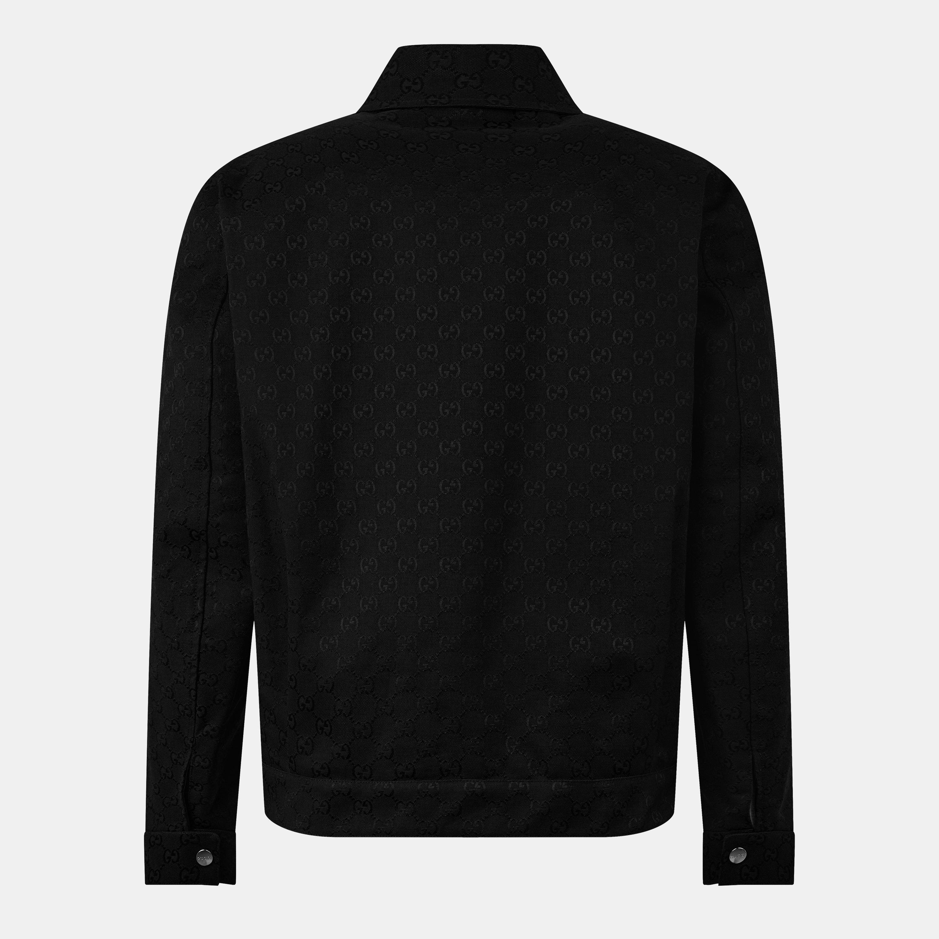 Black - Gucci - Men's Reversible Cotton Long Sleeve Harrington Jacket - 2