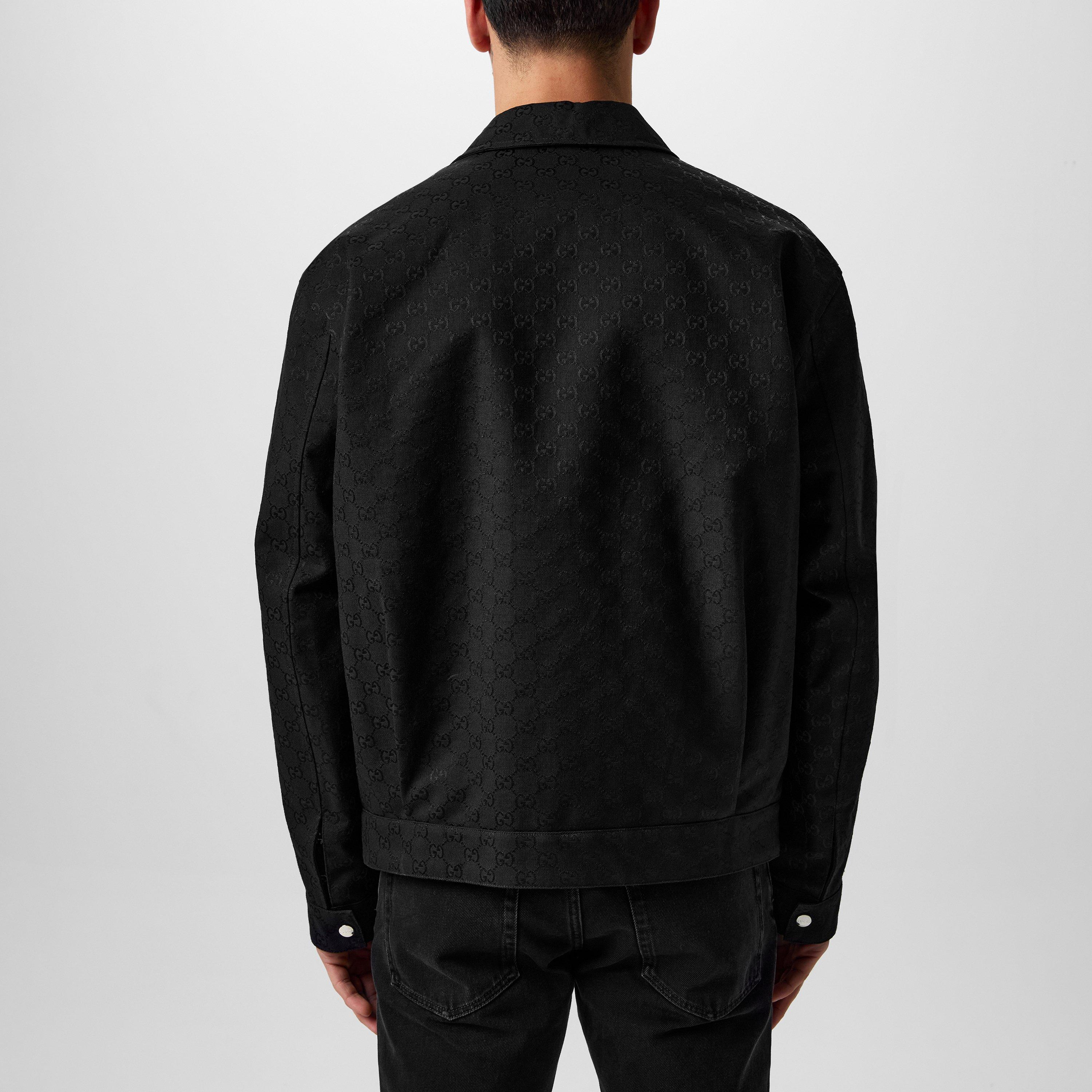 Black - Gucci - Men's Reversible Cotton Long Sleeve Harrington Jacket - 3