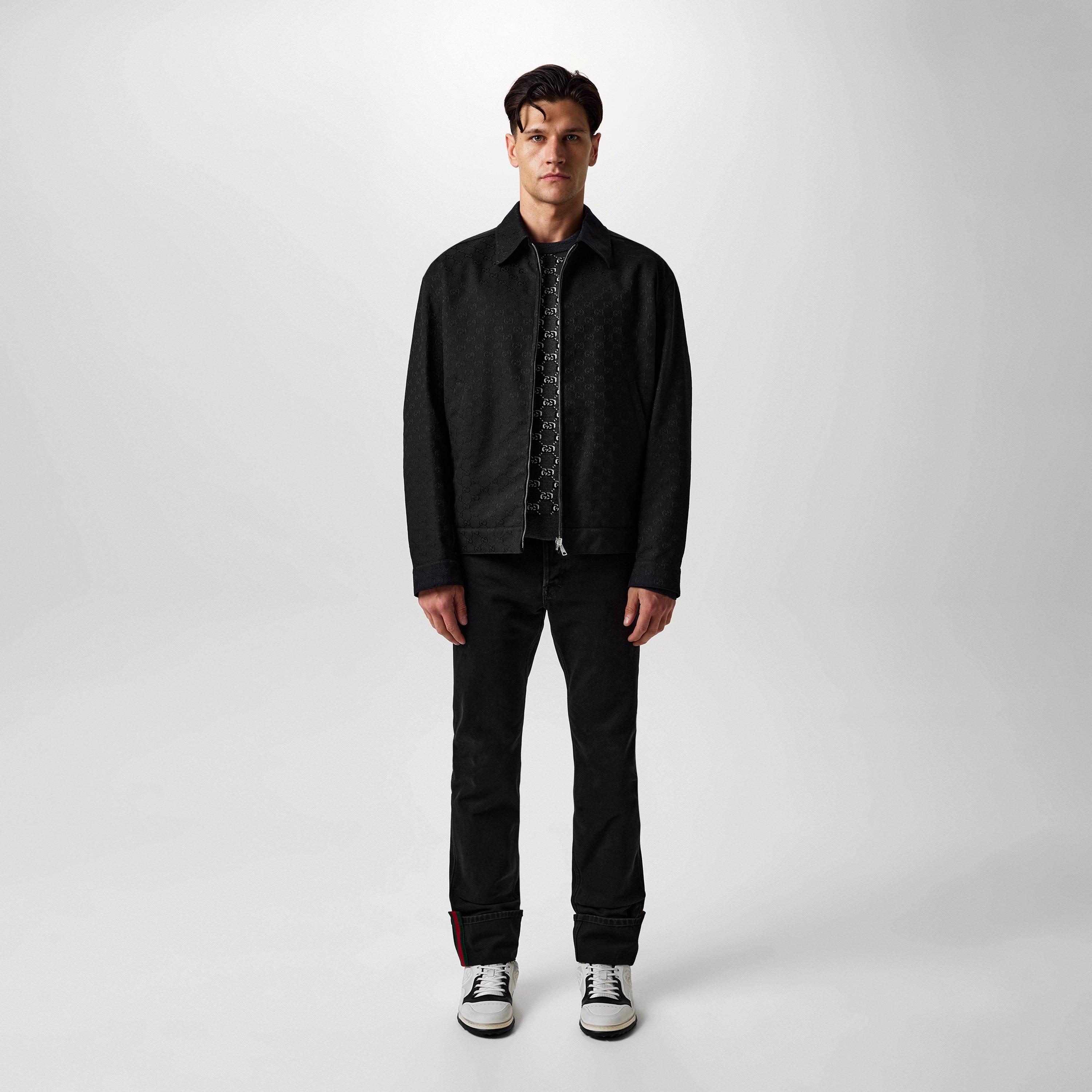 Black - Gucci - Men's Reversible Cotton Long Sleeve Harrington Jacket - 4