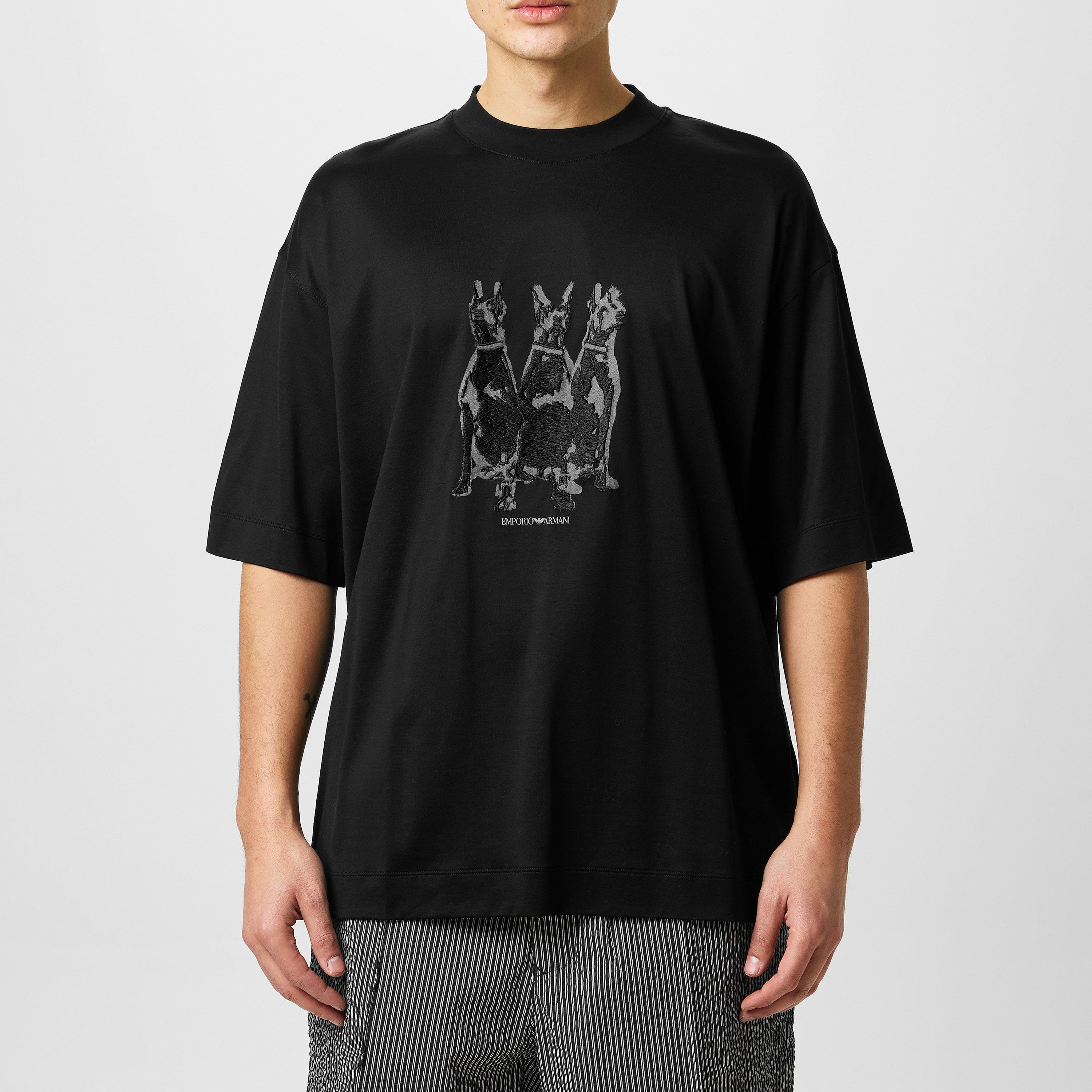Nero - Emporio Armani - Embroidered T-Shirt - 1