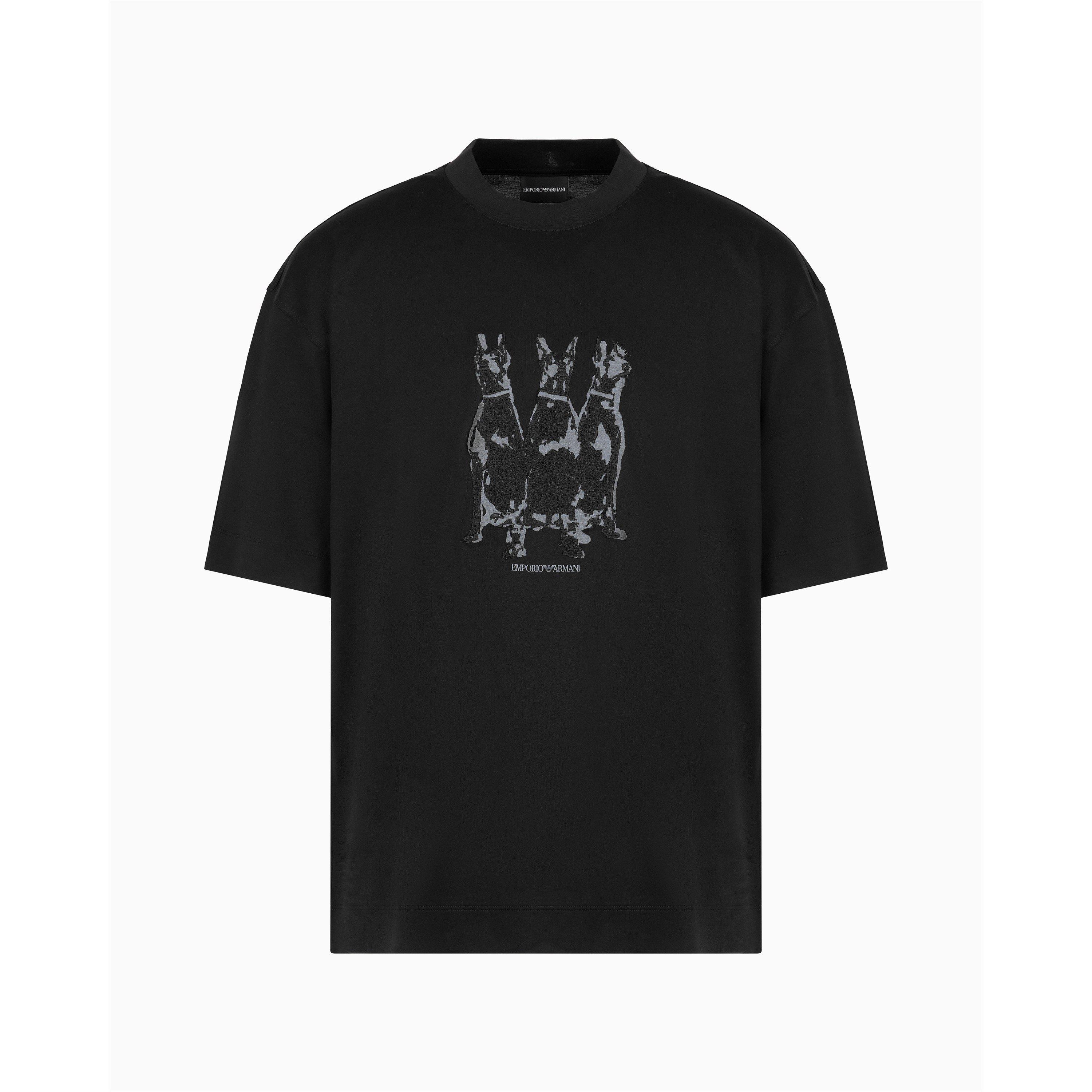 Nero - Emporio Armani - Embroidered T-Shirt - 5