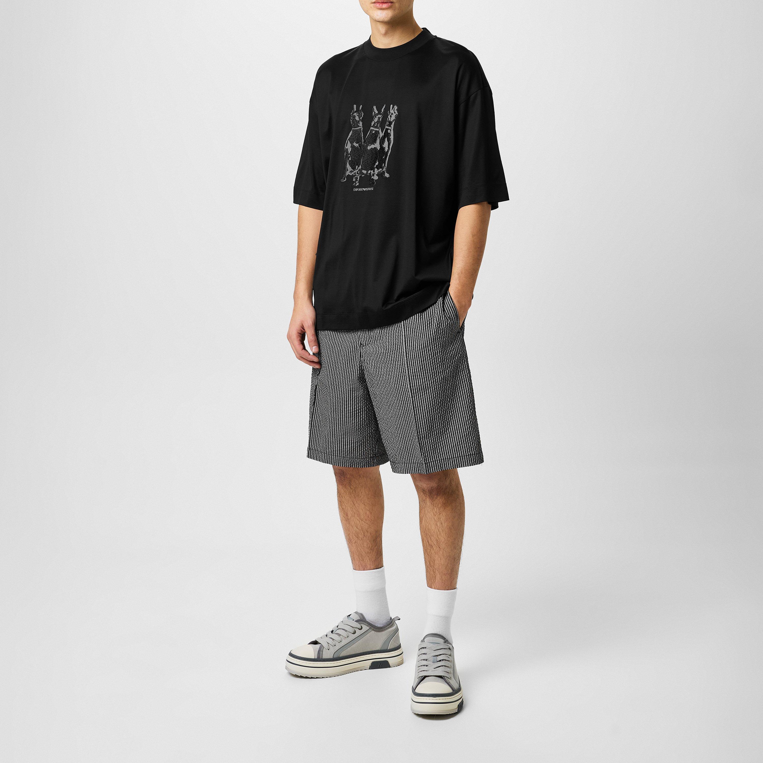 Nero - Emporio Armani - Embroidered T-Shirt - 4