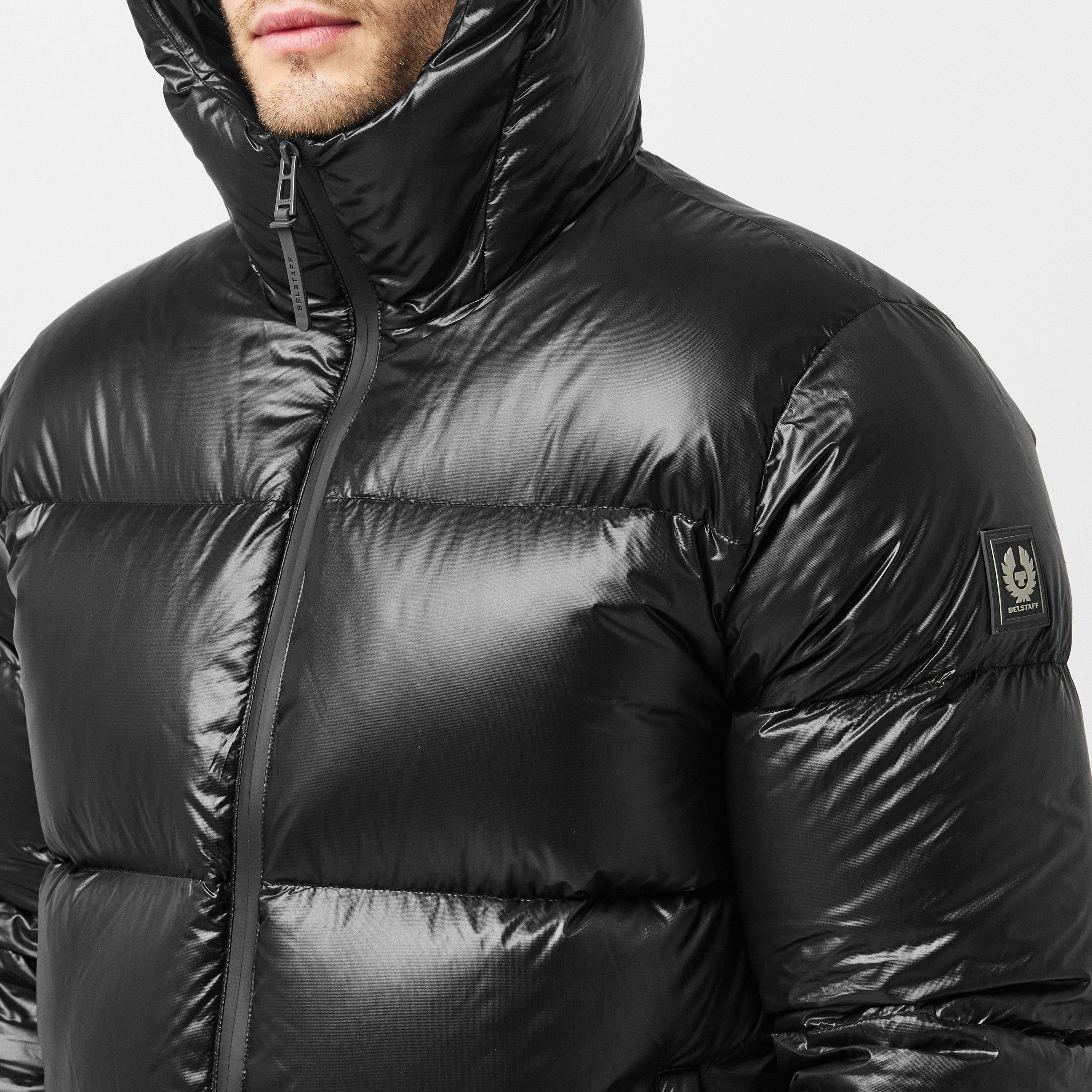 Black - Belstaff - Men's Resolve Waterproof Duck Down Hooded Short Puffer Jacket - 5