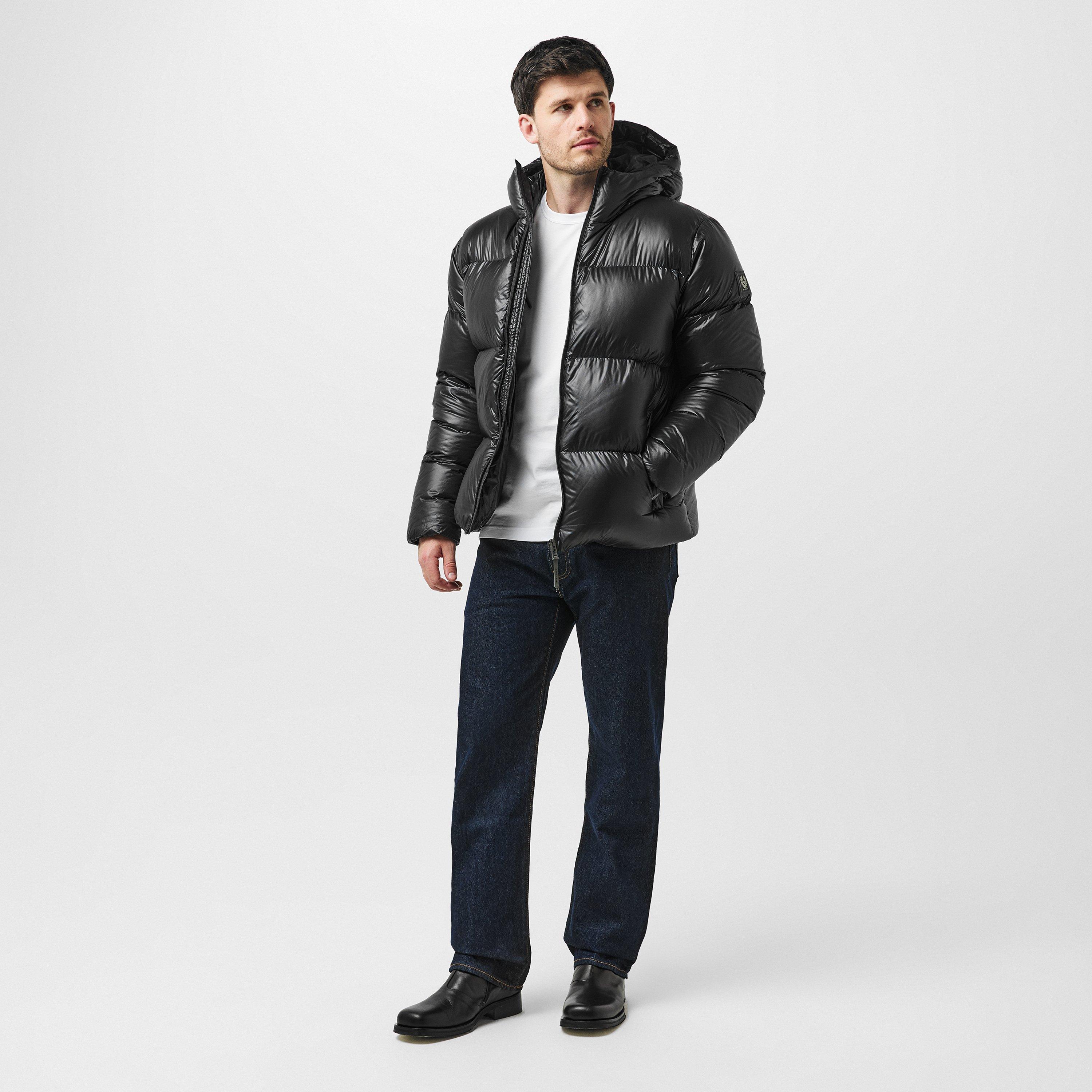 Black - Belstaff - Men's Resolve Waterproof Duck Down Hooded Short Puffer Jacket - 6