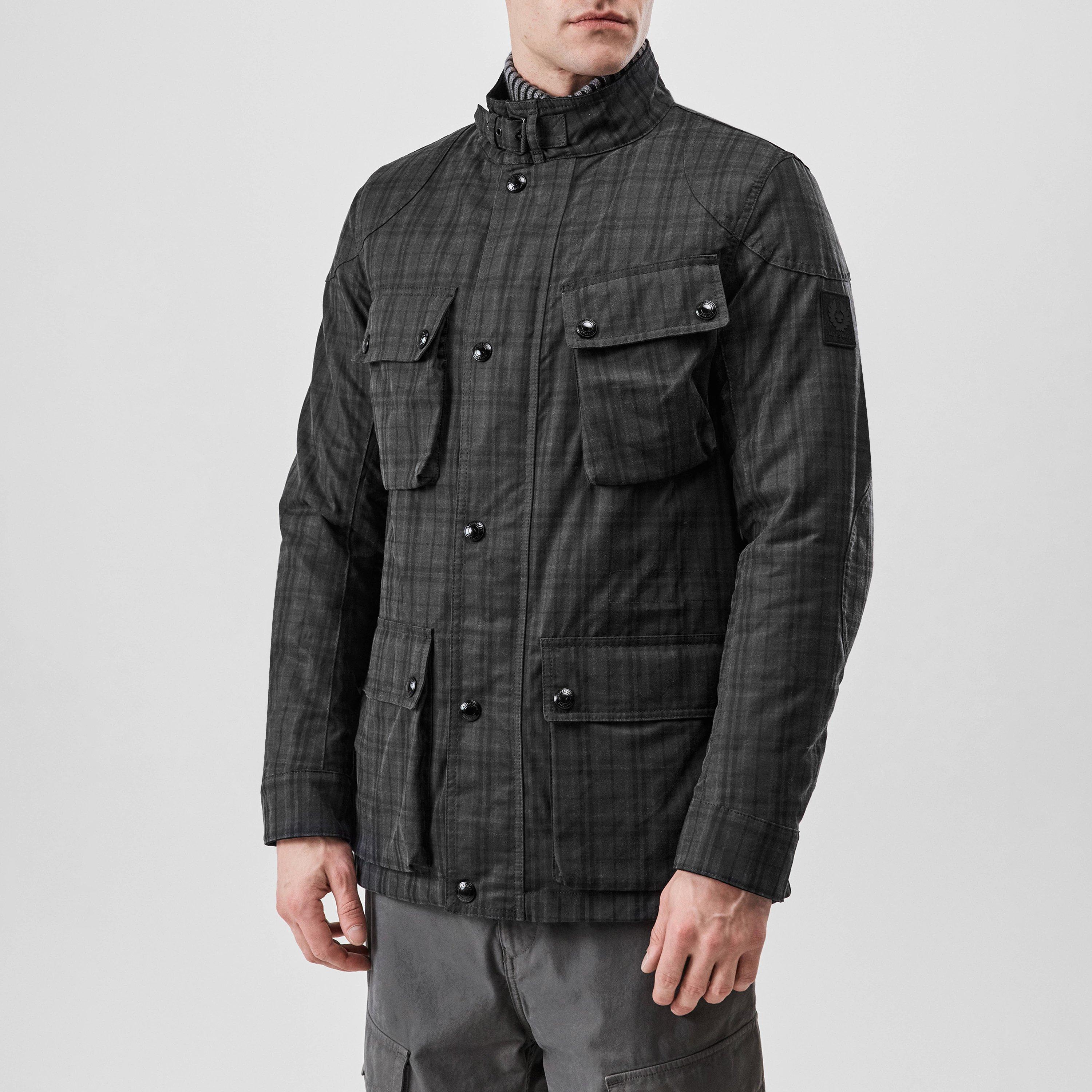 Charcoal/Black - Belstaff - Men's  Fieldmaster Water Resistant Cotton Long Sleeve Wax Jacket - 3