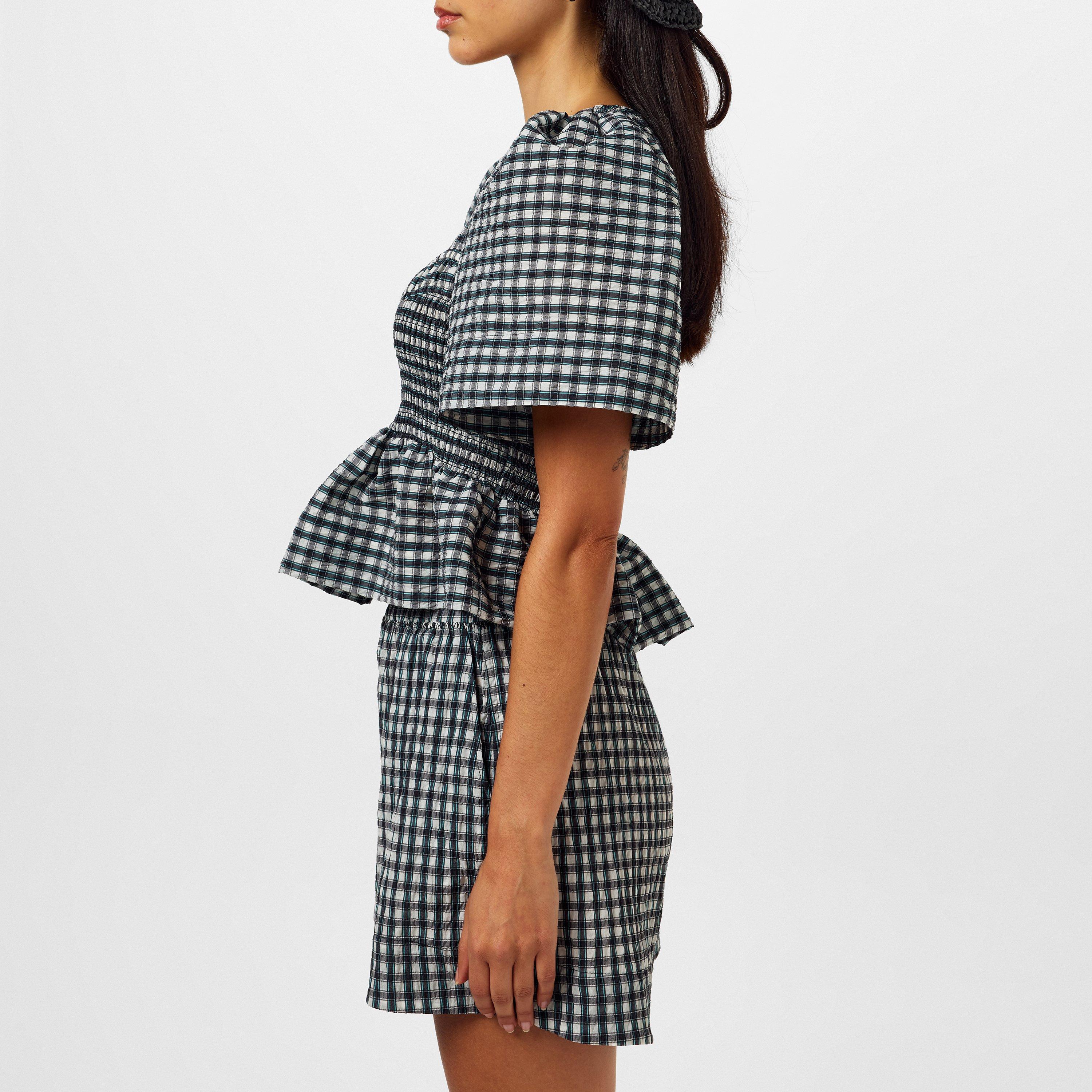 Egret - Ganni - Seersucker Smock Blouse - 2