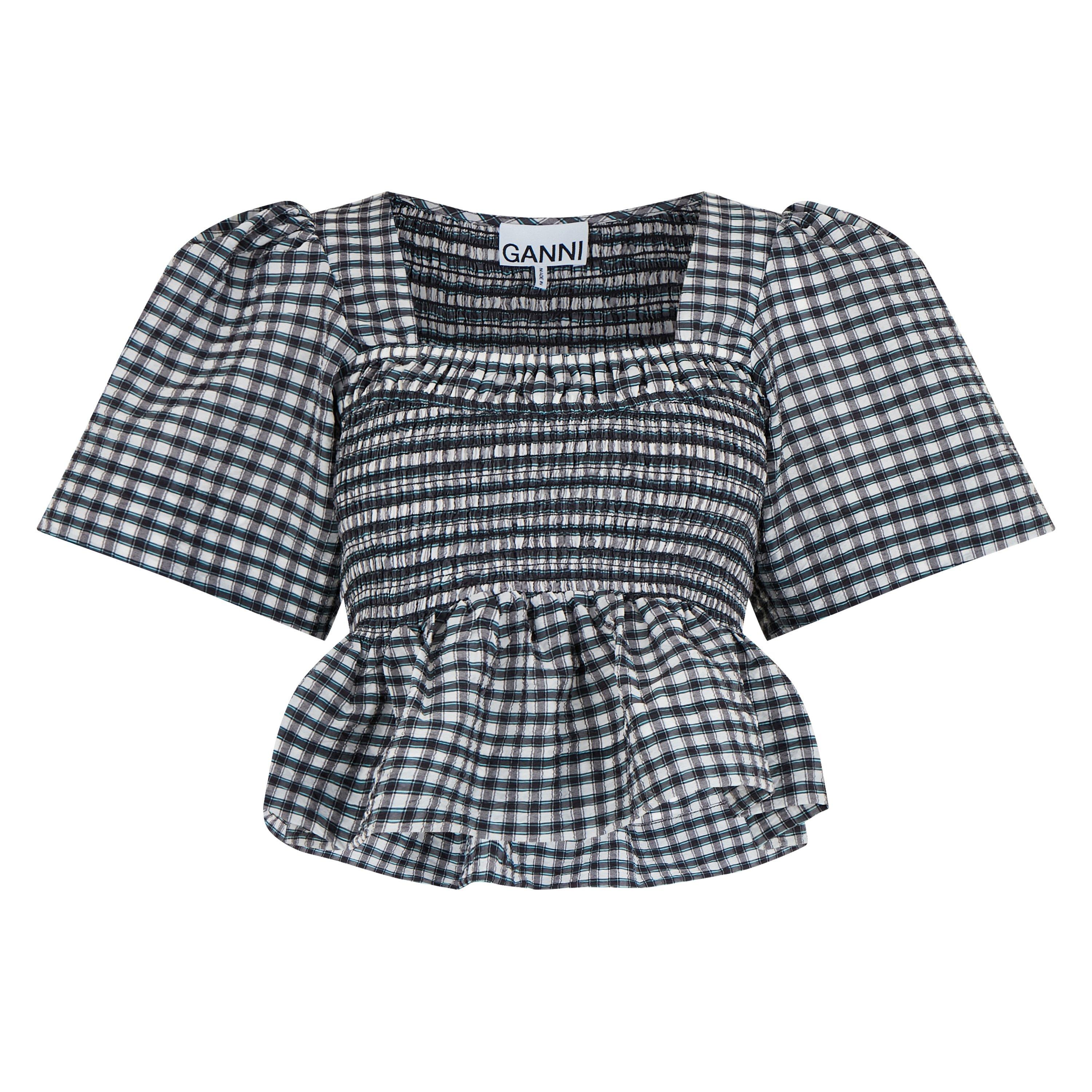 Egret - Ganni - Seersucker Smock Blouse - 5