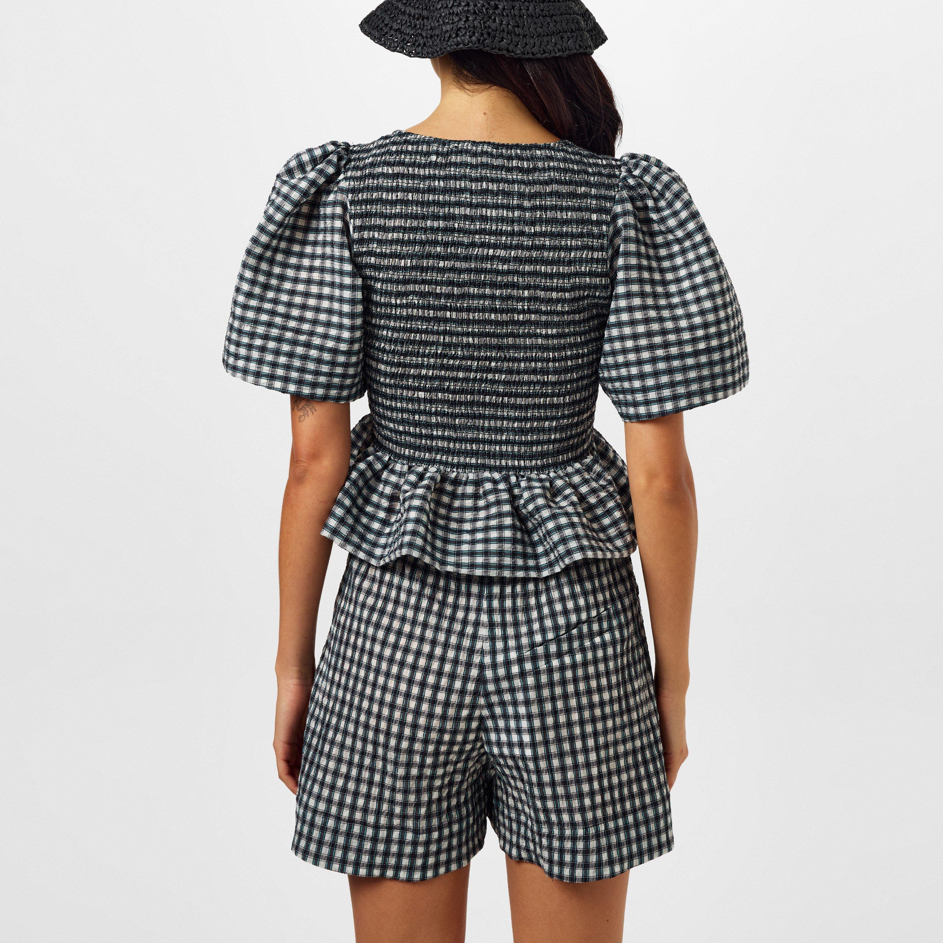 Egret - Ganni - Seersucker Smock Blouse - 3