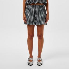 Ganni Seersucker Gingham Shorts