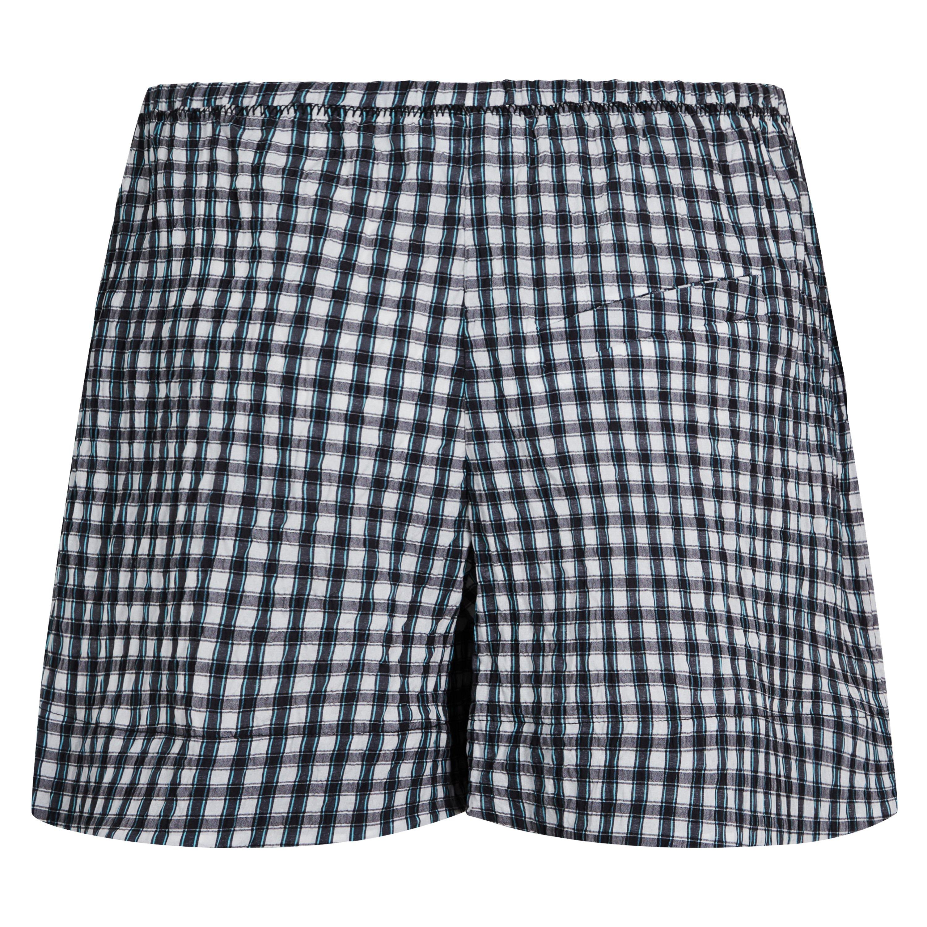 Egret - Ganni - Women's Seersucker Gingham Woven Tracksuit Shorts - 6