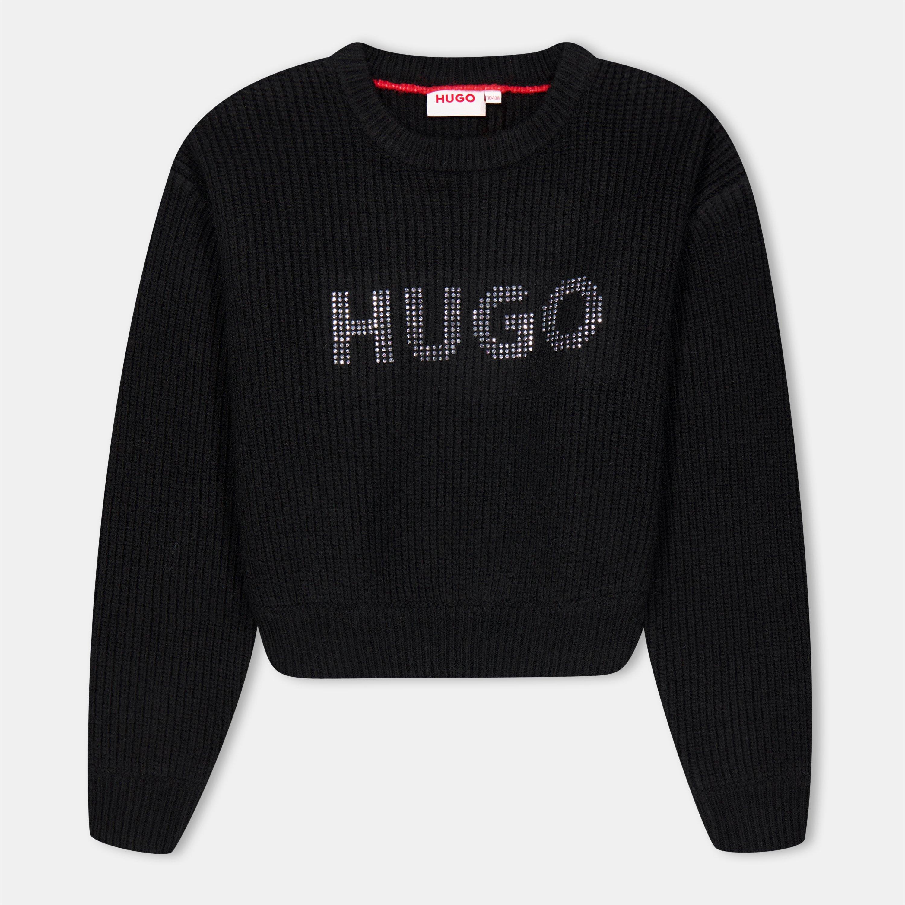 Hugo Girls Kids' Logo Crew Sweatshirt - Black 09B - 14Y