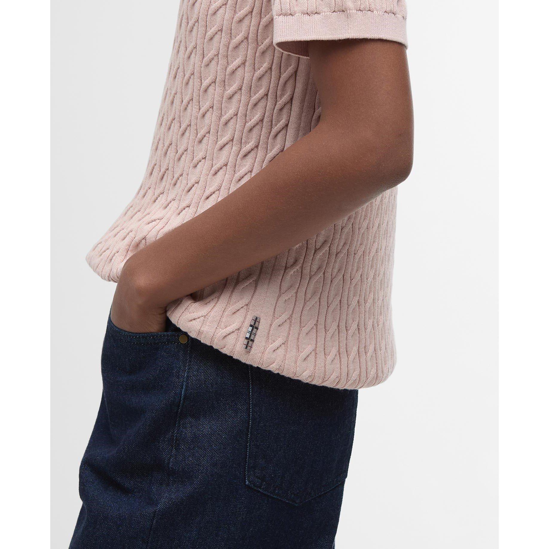 Primrose Pink - Barbour - Hartland  Short Sleeve Polo Neck Jumper - 4