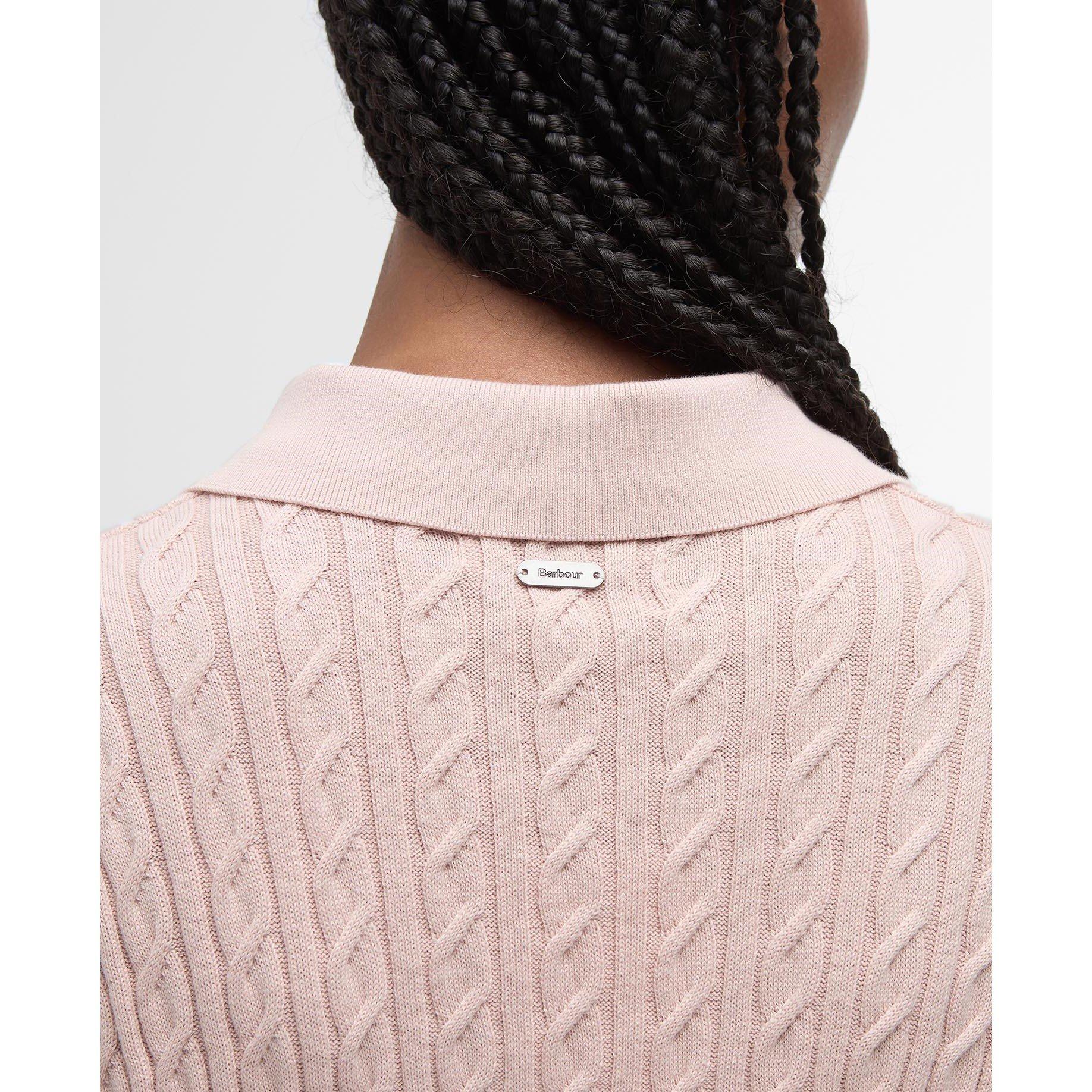 Primrose Pink - Barbour - Hartland  Short Sleeve Polo Neck Jumper - 5