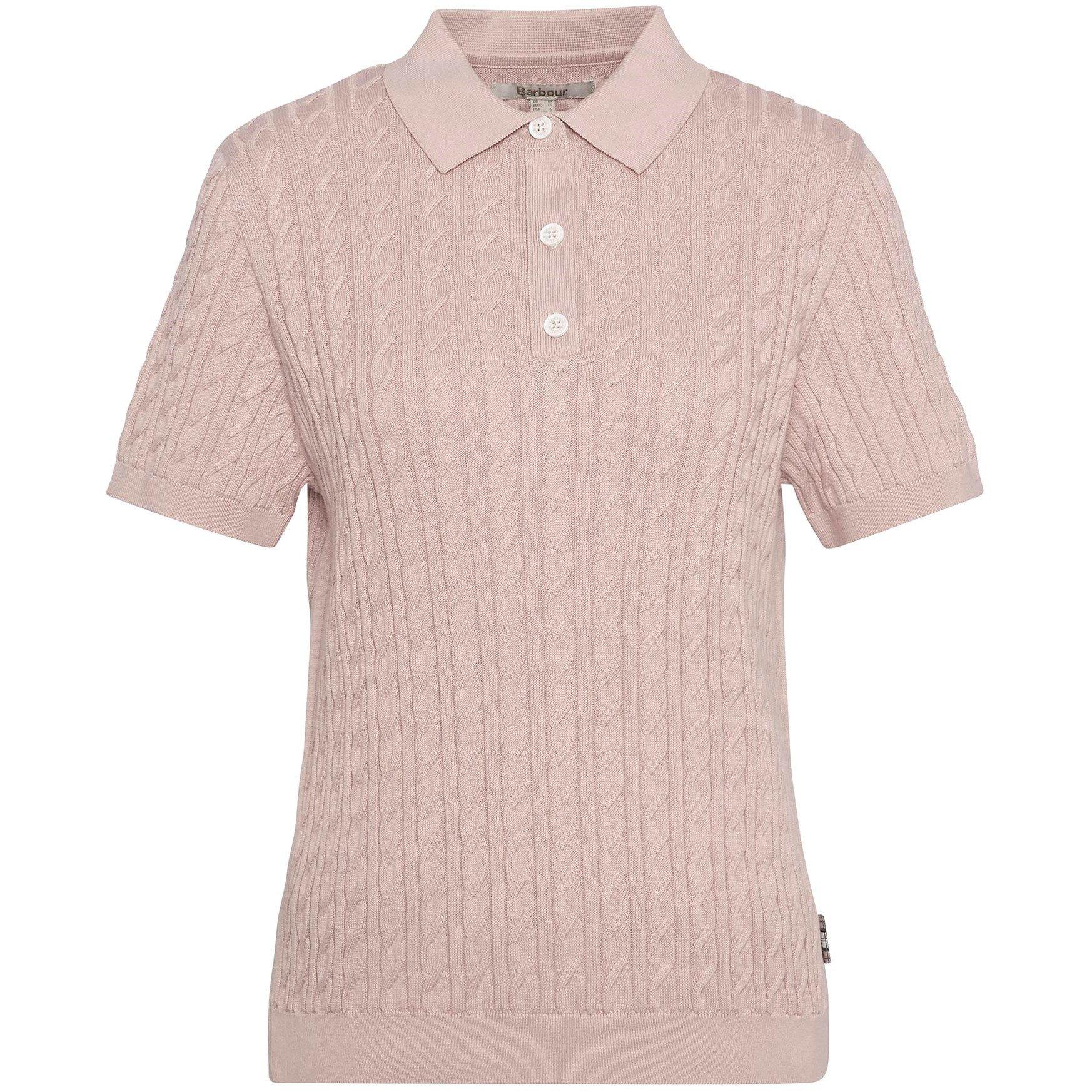 Primrose Pink - Barbour - Hartland  Short Sleeve Polo Neck Jumper - 6