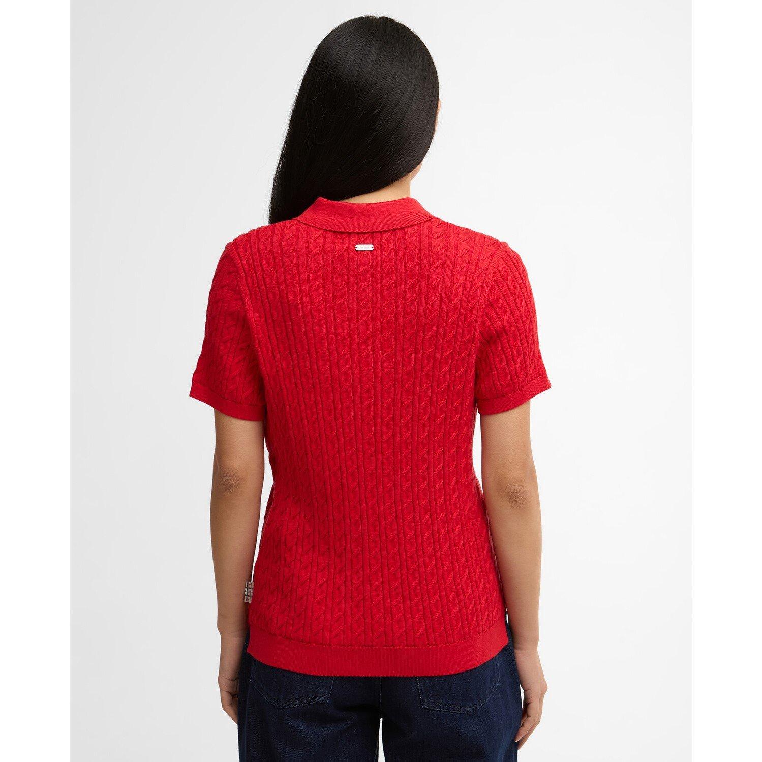 Poppy Red - Barbour - Hartland  Short Sleeve Polo Neck Jumper - 3