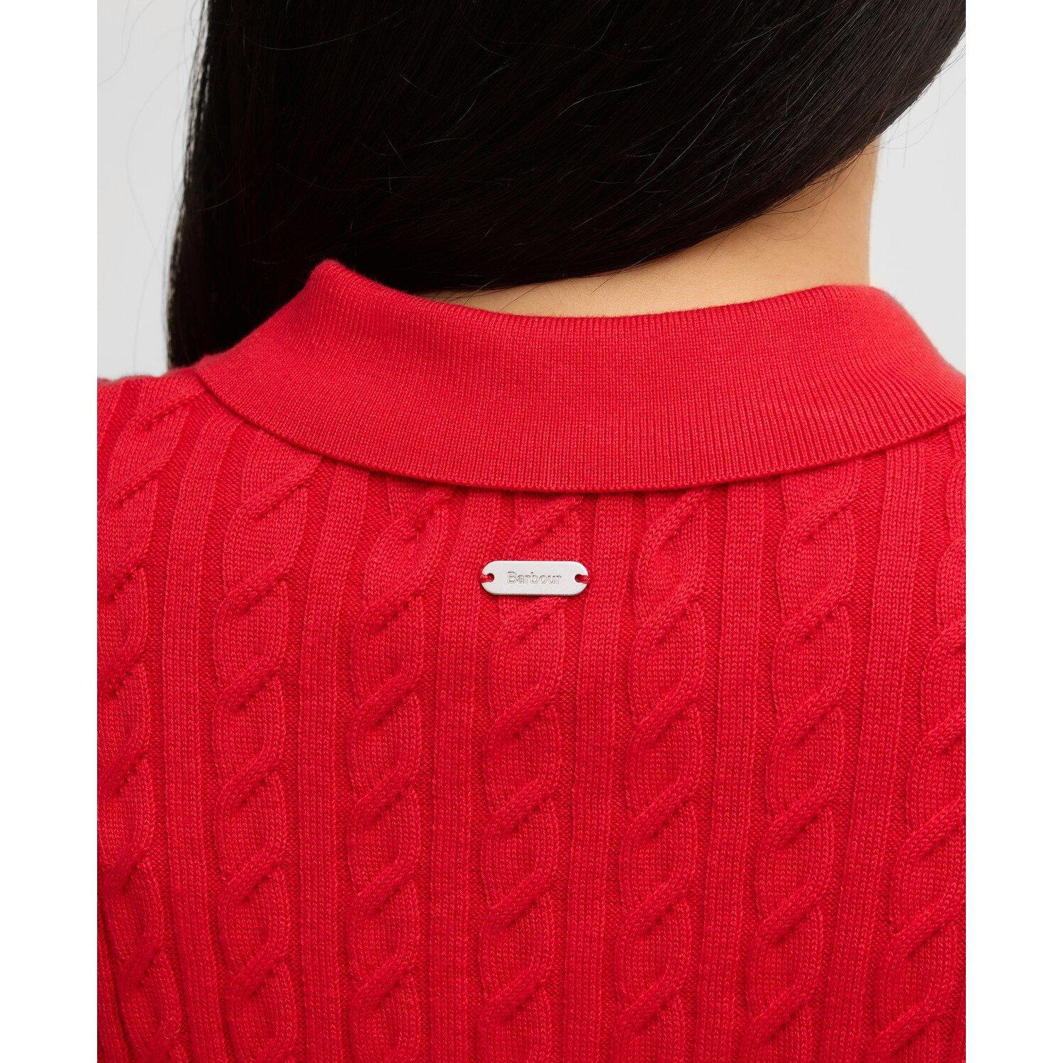 Poppy Red - Barbour - Hartland  Short Sleeve Polo Neck Jumper - 5