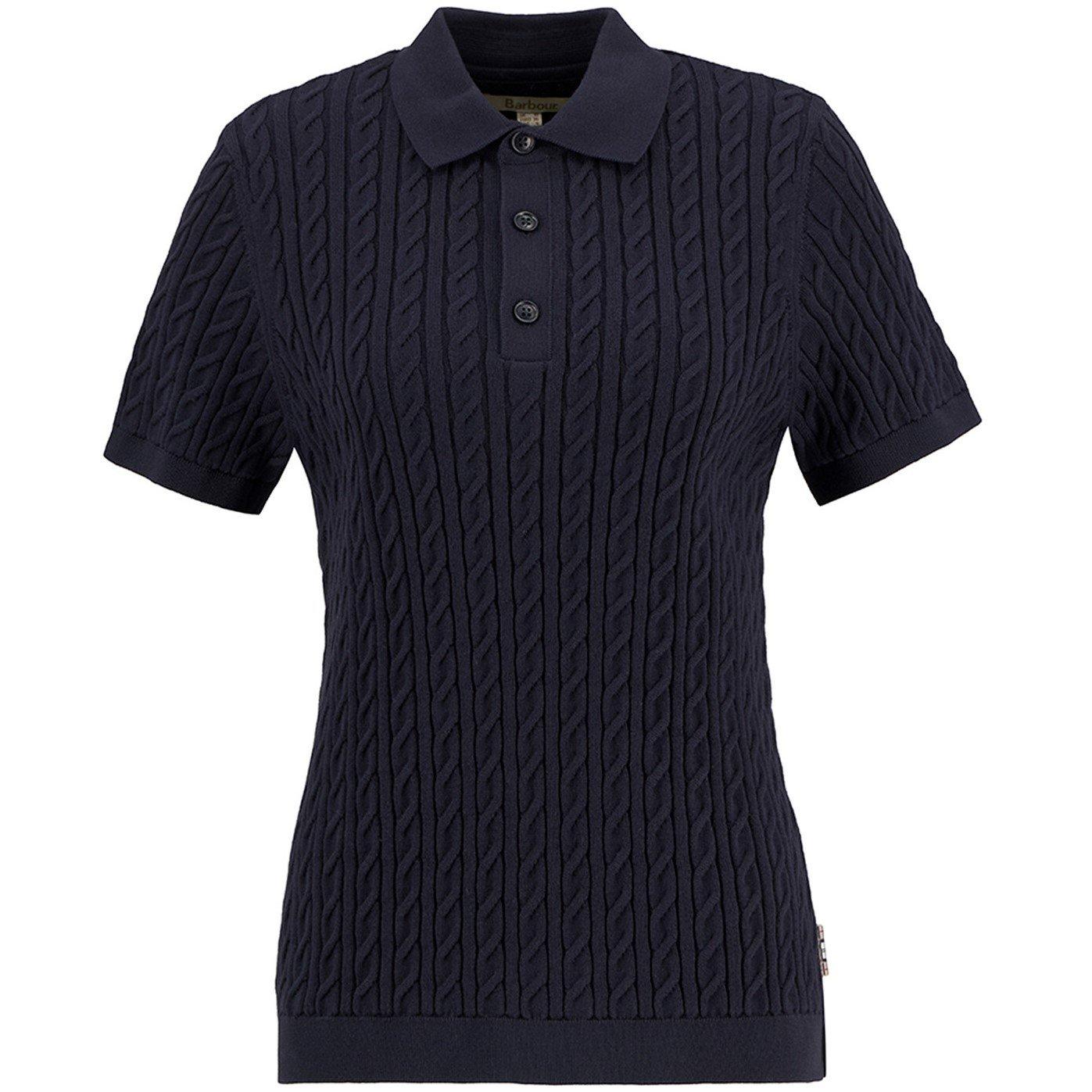 Barbour Hartland Short Sleeve Polo Neck Jumper - Navy - Size 12 (M)