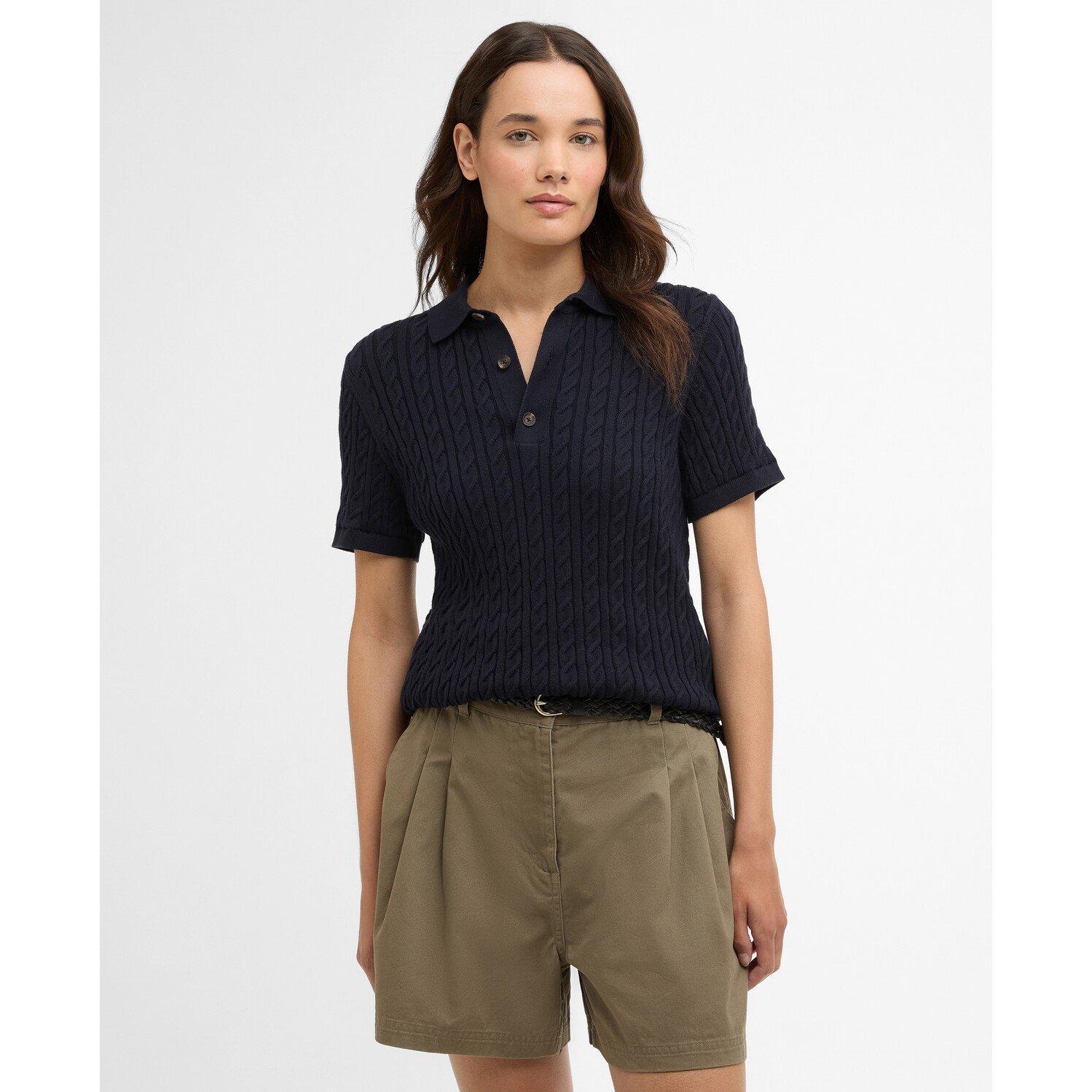 Navy - Barbour - Hartland  Short Sleeve Polo Neck Jumper - 2