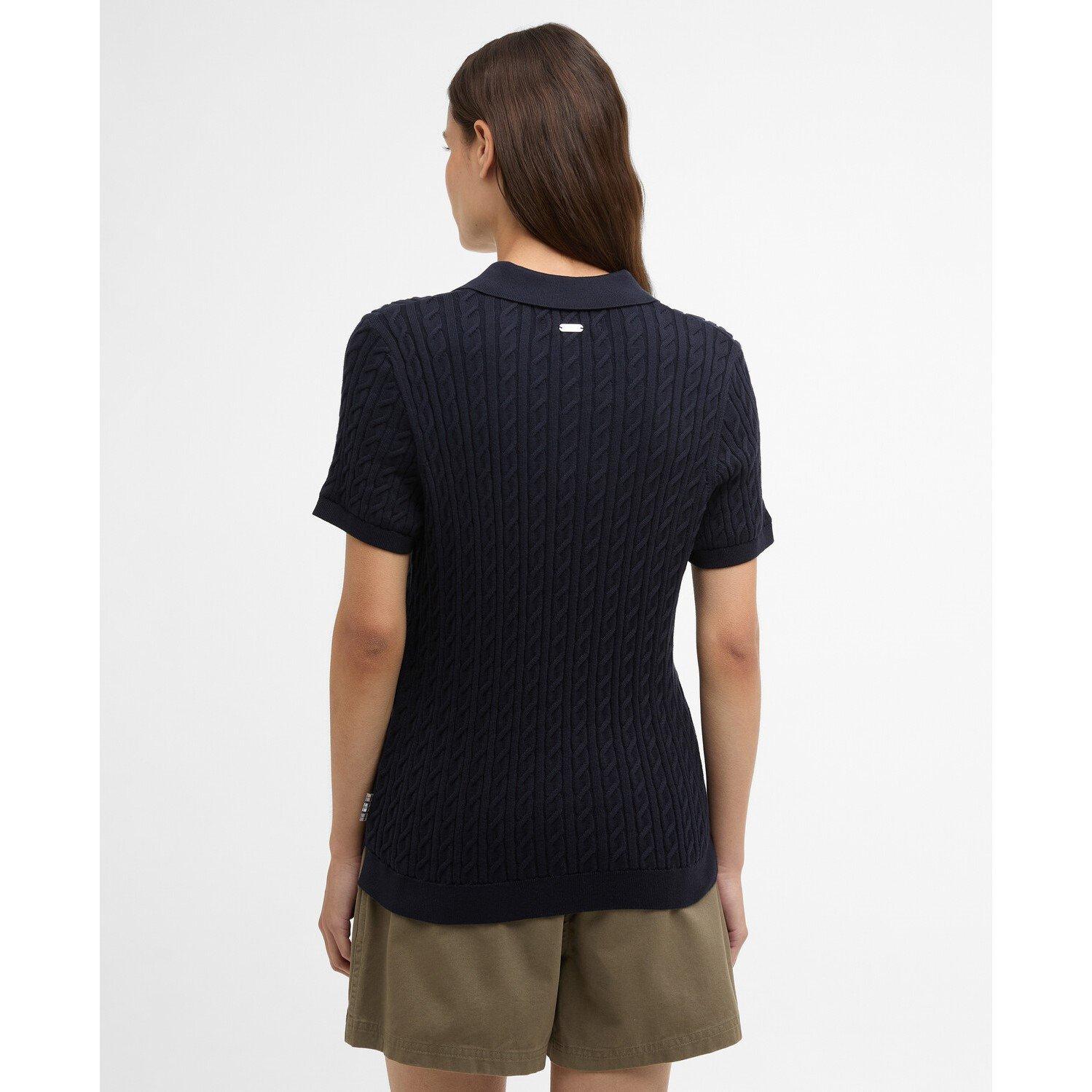 Navy - Barbour - Hartland  Short Sleeve Polo Neck Jumper - 3