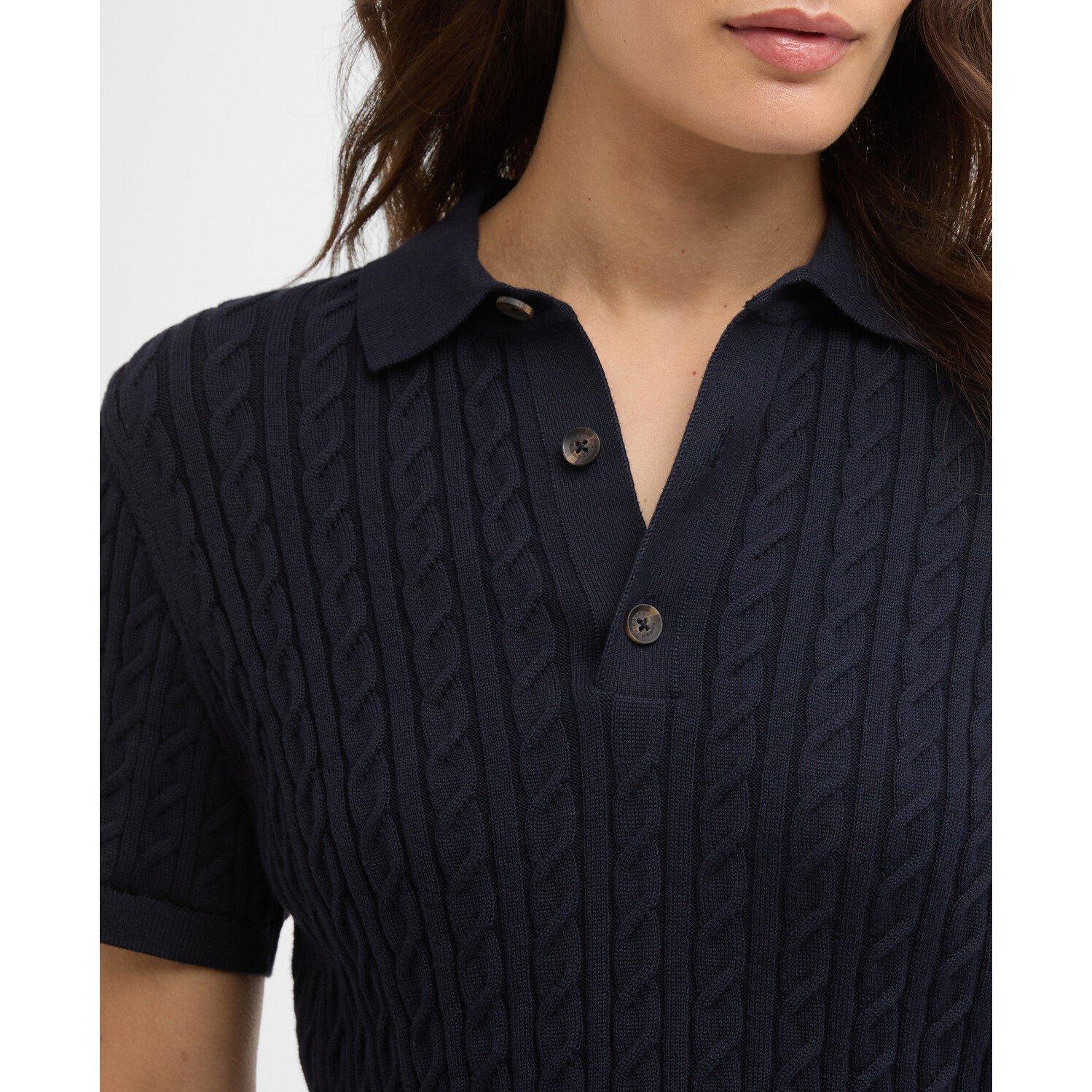 Navy - Barbour - Hartland  Short Sleeve Polo Neck Jumper - 4