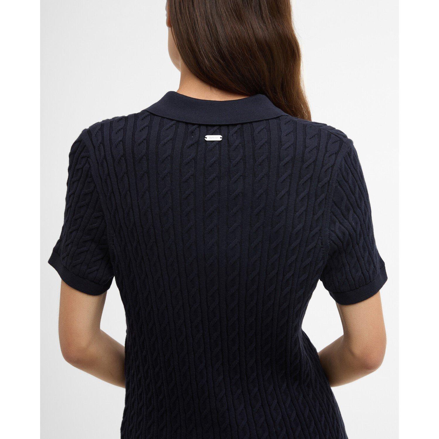 Navy - Barbour - Hartland  Short Sleeve Polo Neck Jumper - 5