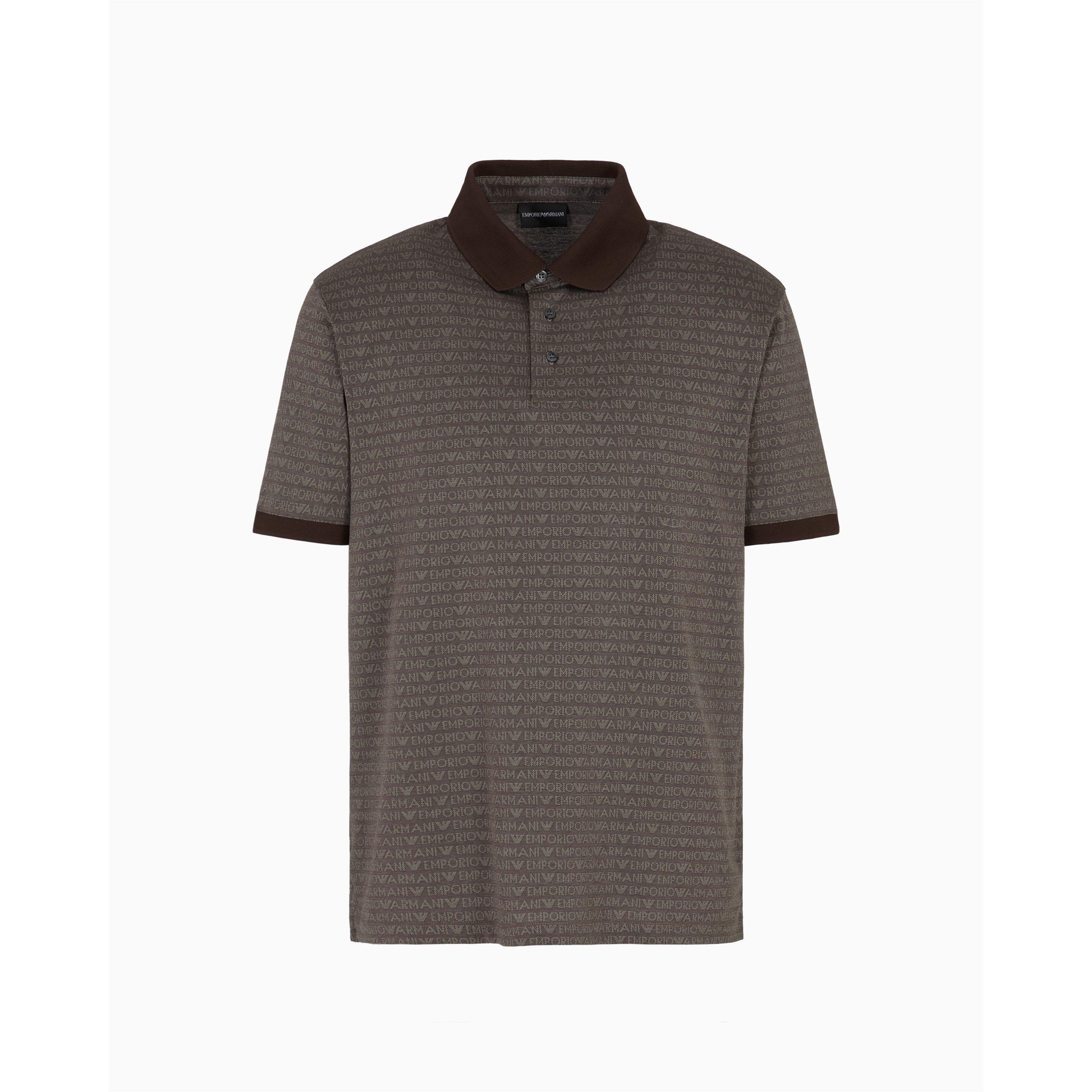 Emporio Armani Men's Short-Sleeve Polo Shirt - Logo Jacq Brown - L