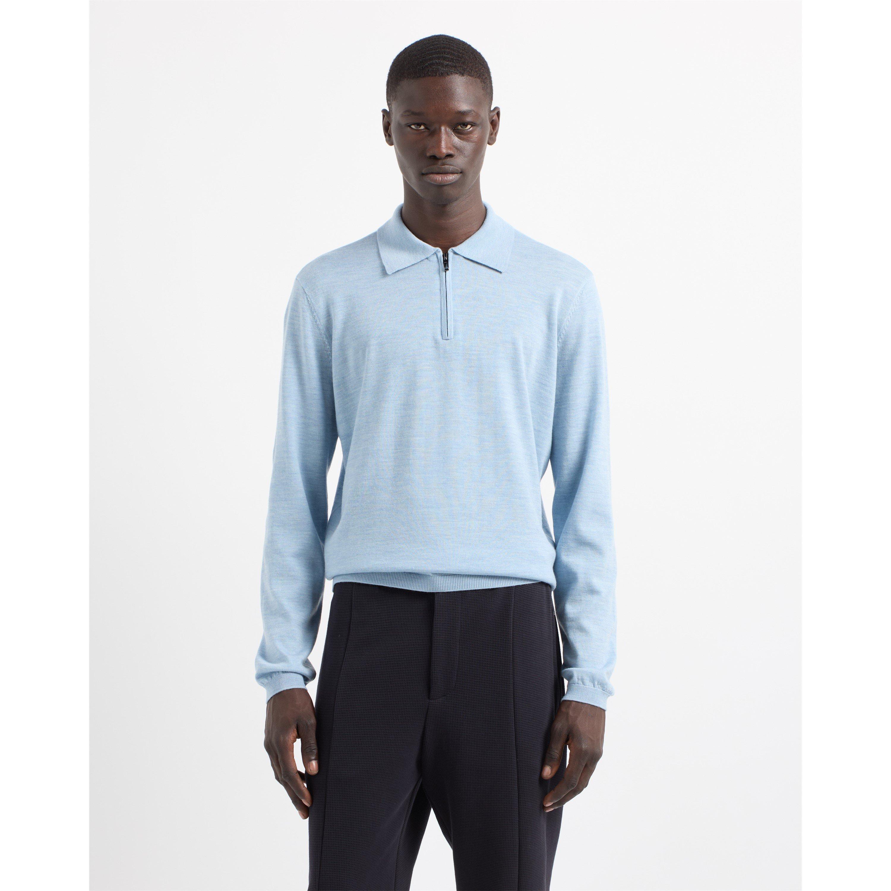 Blue Melange - Emporio Armani - Men's Long-Sleeve Polo Shirt - 3